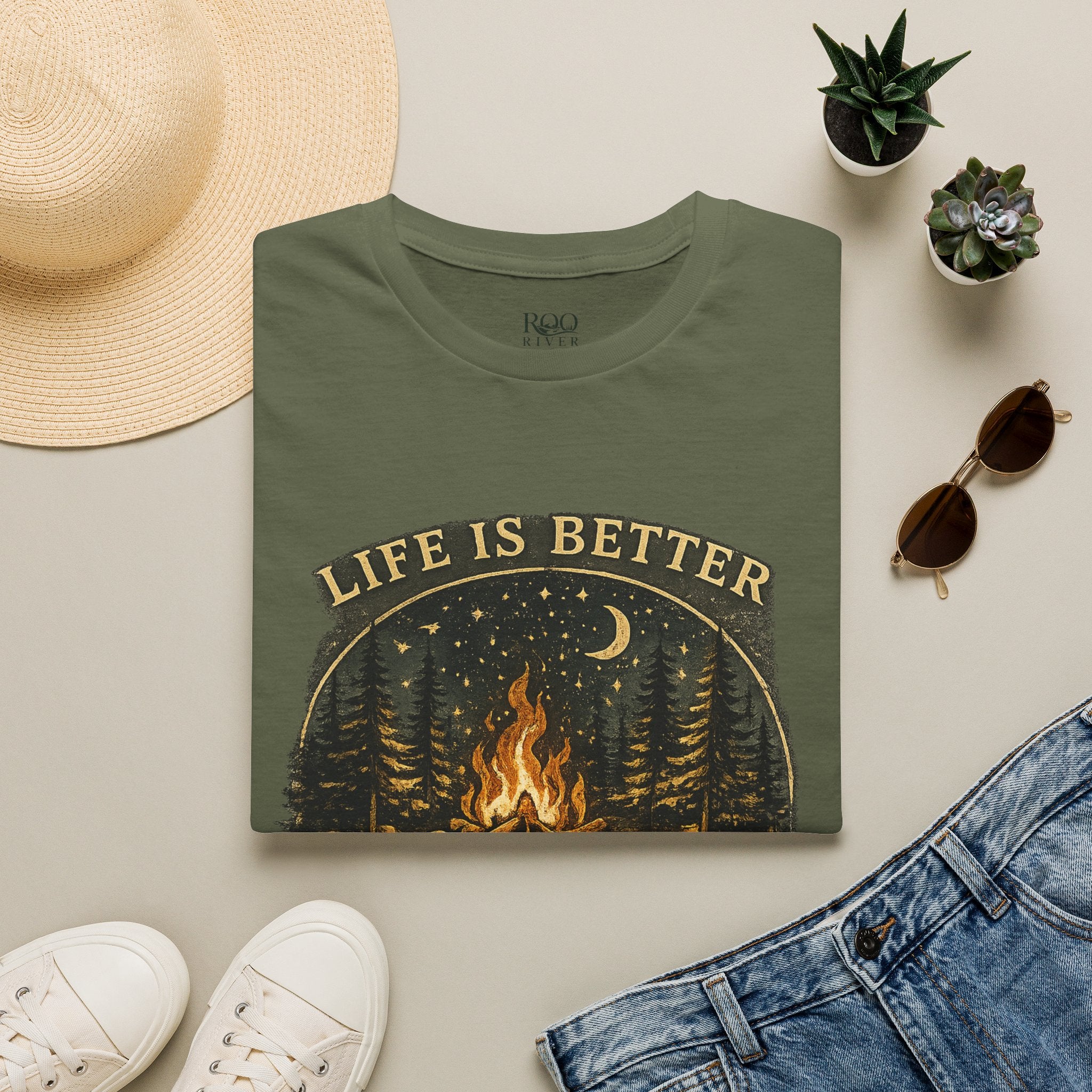Campfire T-Shirt — "Life Is Better Around The Fire" Cozy Outdoor Graphic Tee