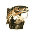 Mountain Fly Fisher Trout Sticker – Male Version Vinyl Sticker — Kiss-Cut