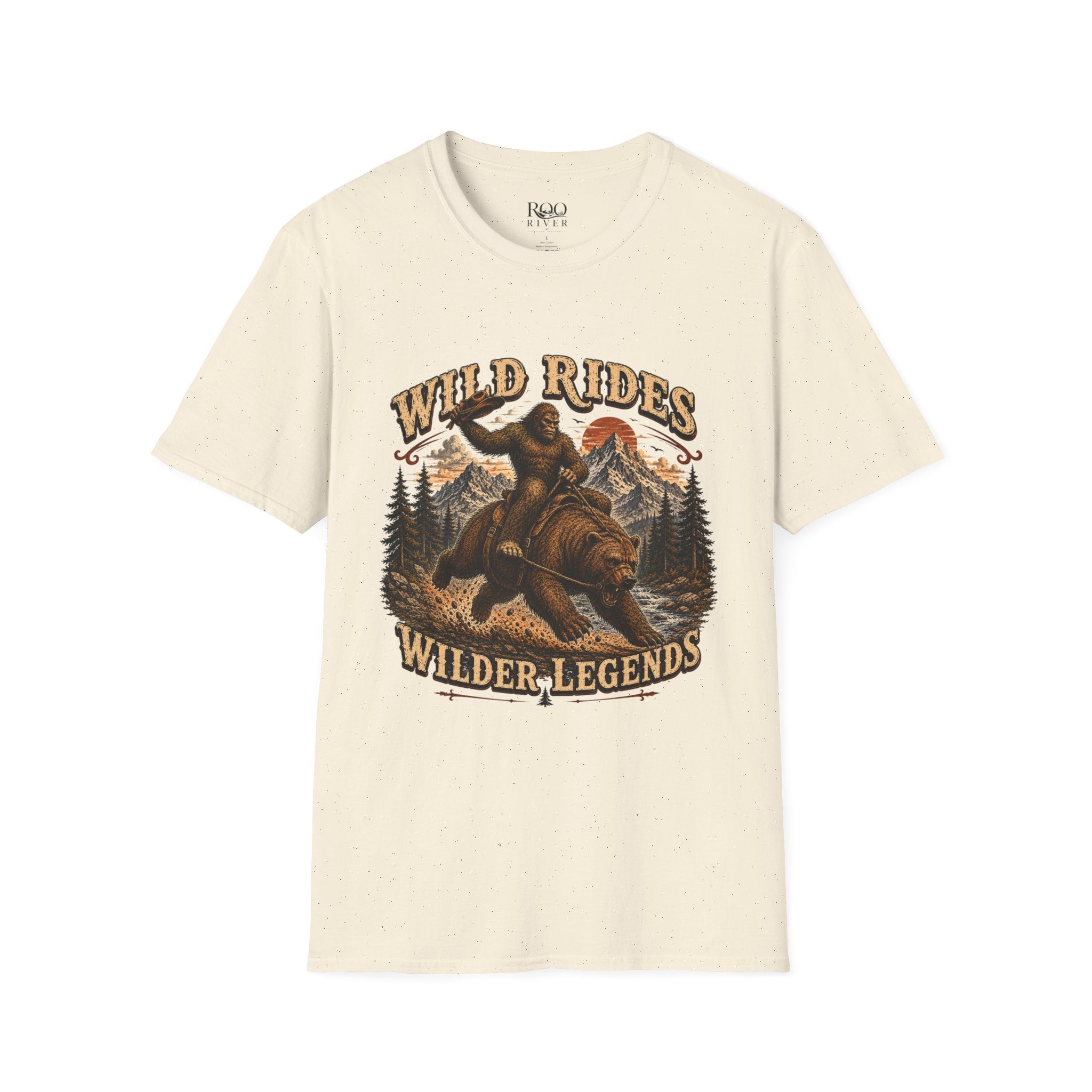 Wild Rides T-Shirt — Bigfoot Riding Bear Vintage Graphic