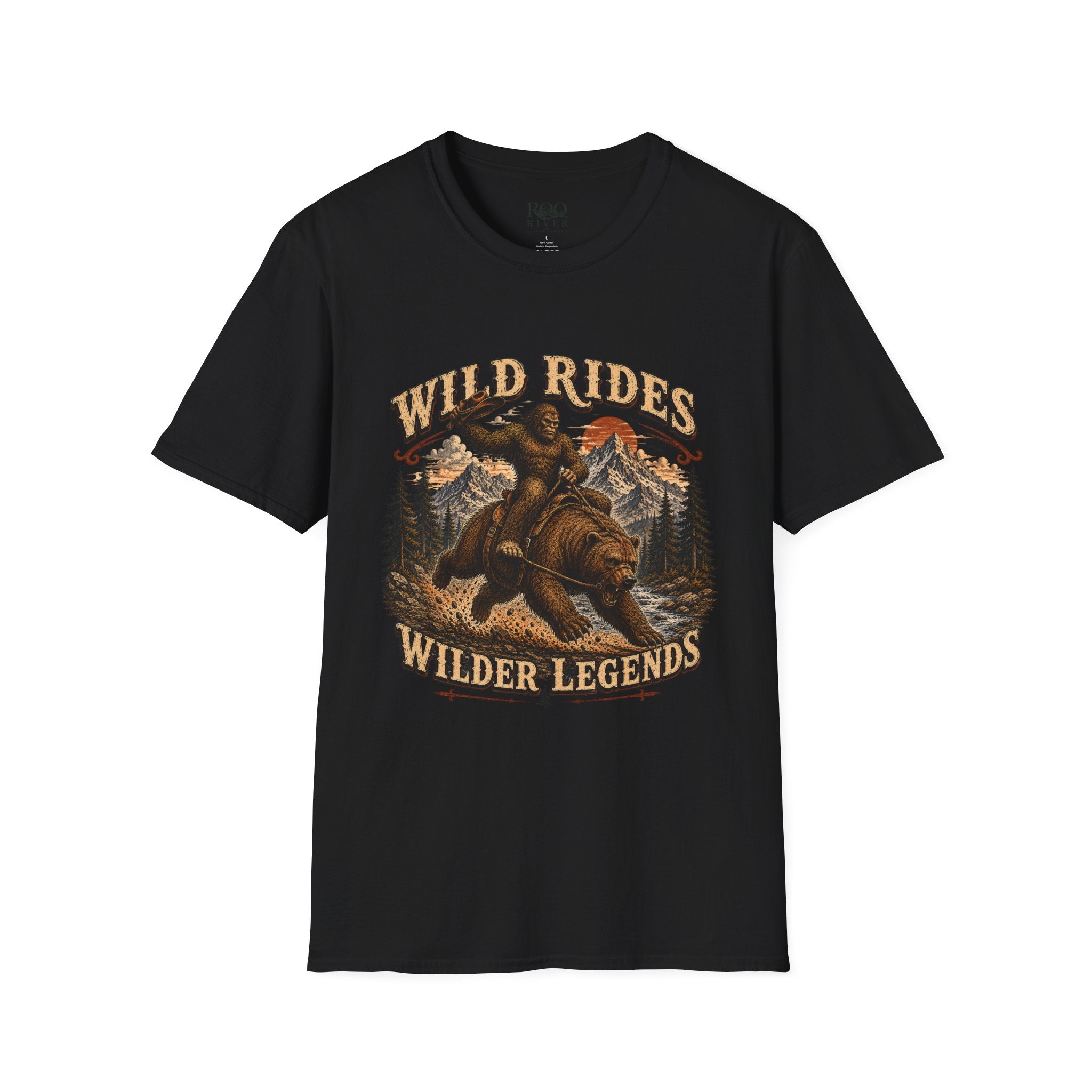Wild Rides T-Shirt — Bigfoot Riding Bear Vintage Graphic