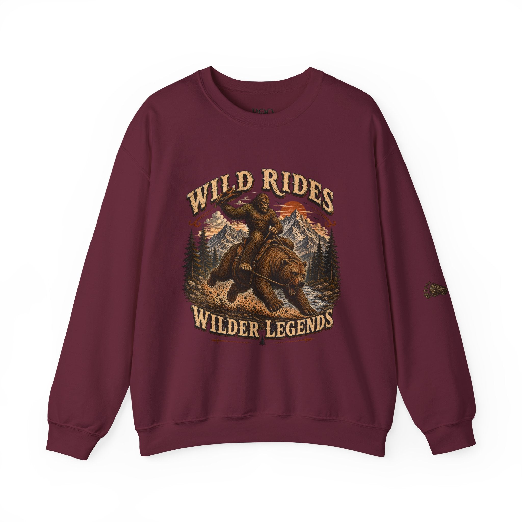 Wild Rides, Wilder Legends Crewneck Sweatshirt — Vintage Bear Rider Graphic