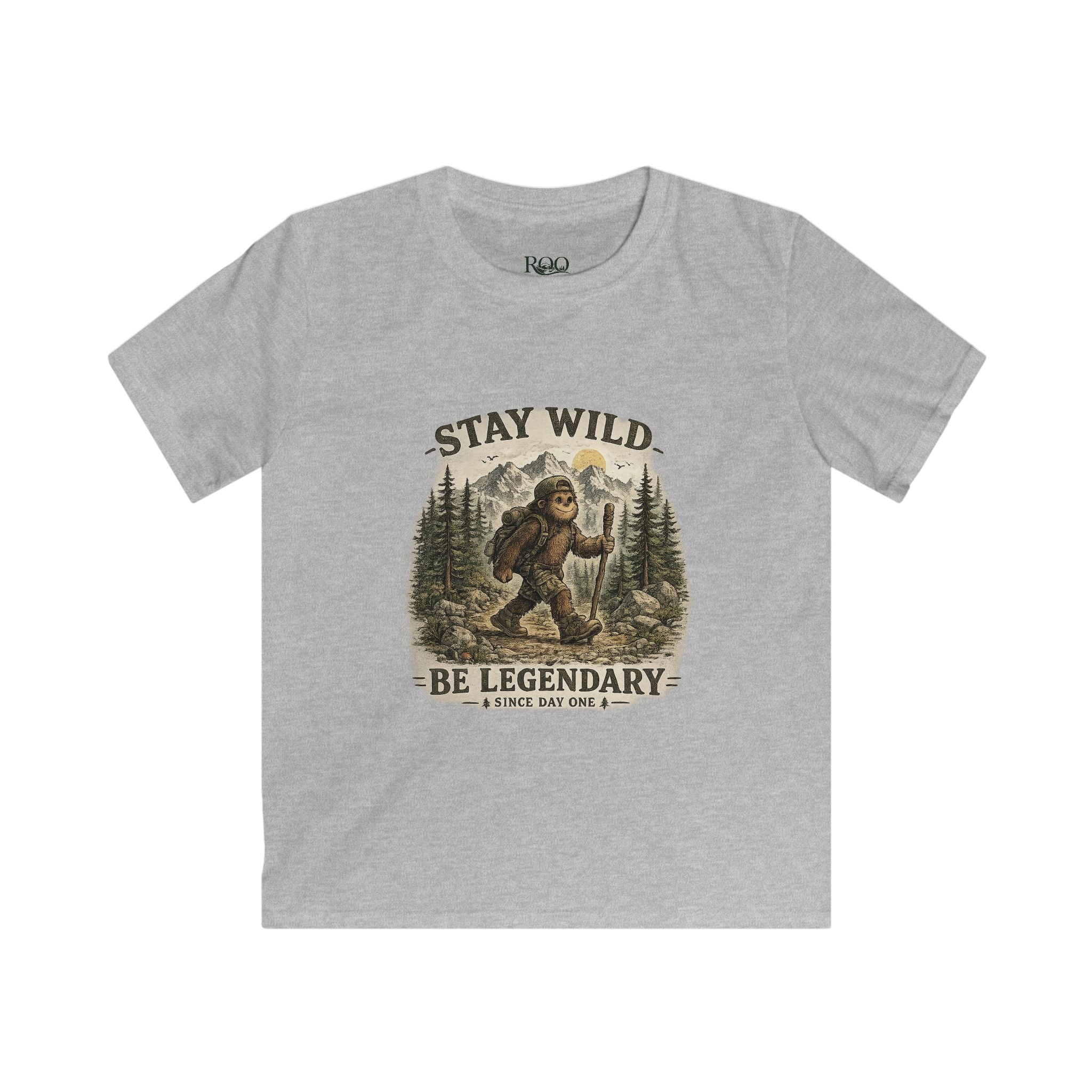 Kids Tee — "Stay Wild, Be Legendary" Bigfoot Forest Adventure Shirt