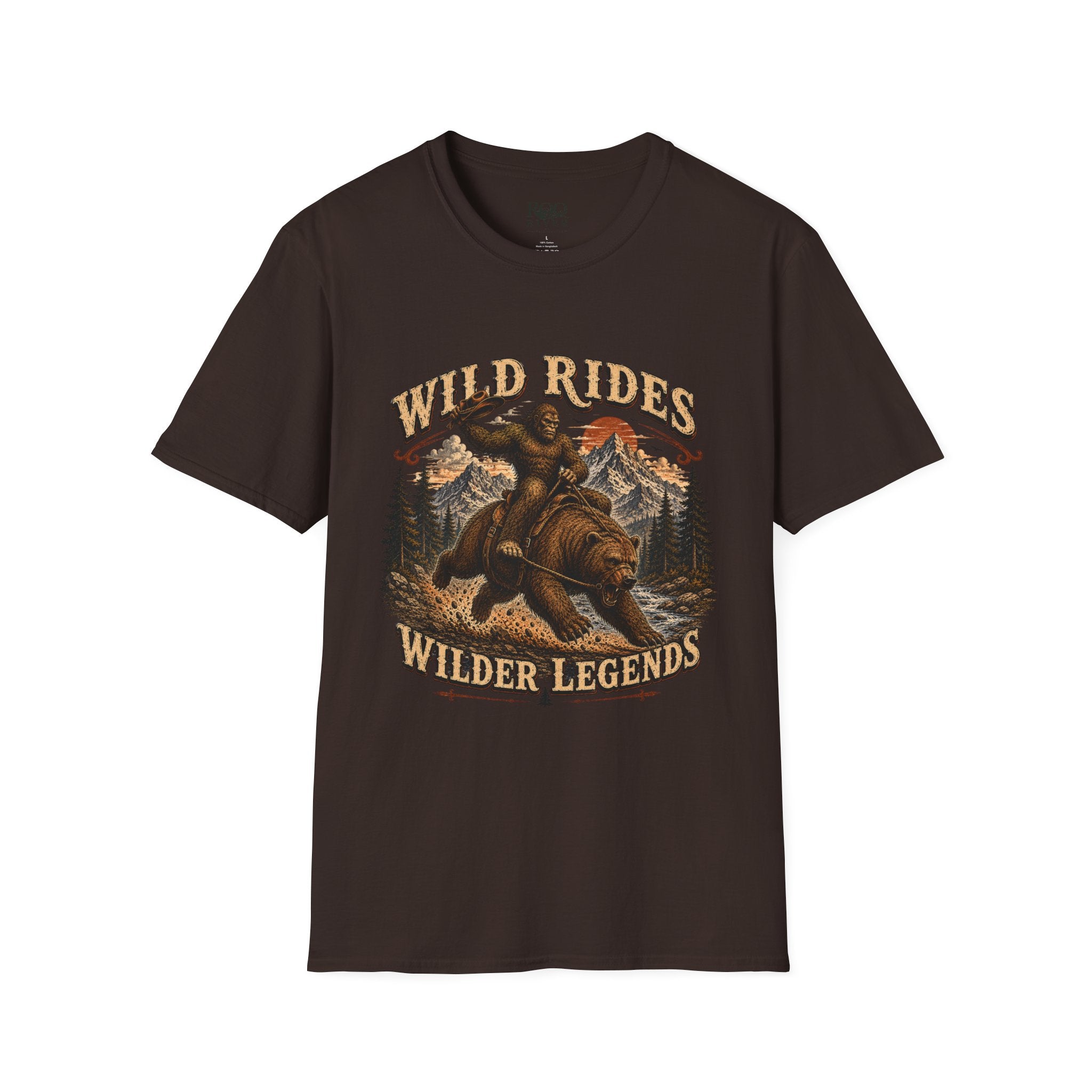 Wild Rides T-Shirt — Bigfoot Riding Bear Vintage Graphic