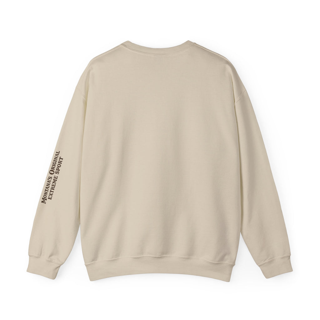 Wild Rides, Wilder Legends — Sasquatch Bison Rider, Crewneck Sweatshirt
