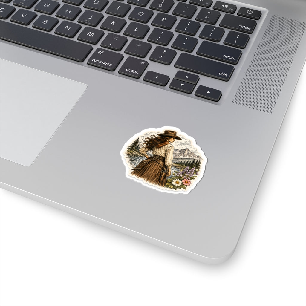 Vintage Western Cowgirl Sticker — Scenic Mountain Vinyl Kiss-Cut
