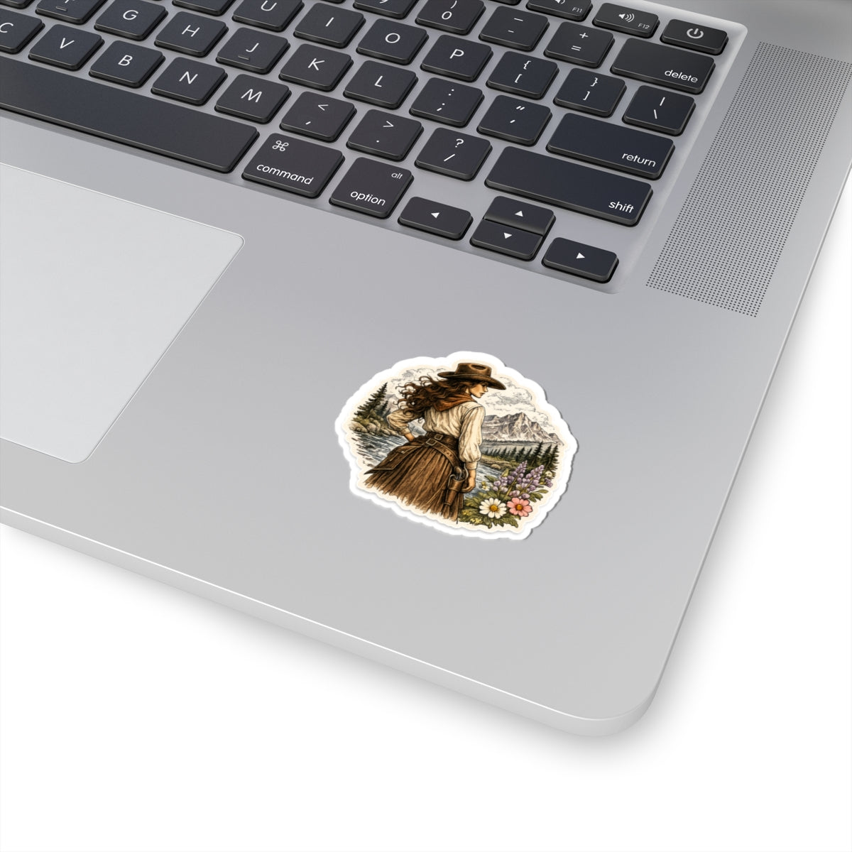 Vintage Western Cowgirl Sticker — Scenic Mountain Vinyl Kiss-Cut