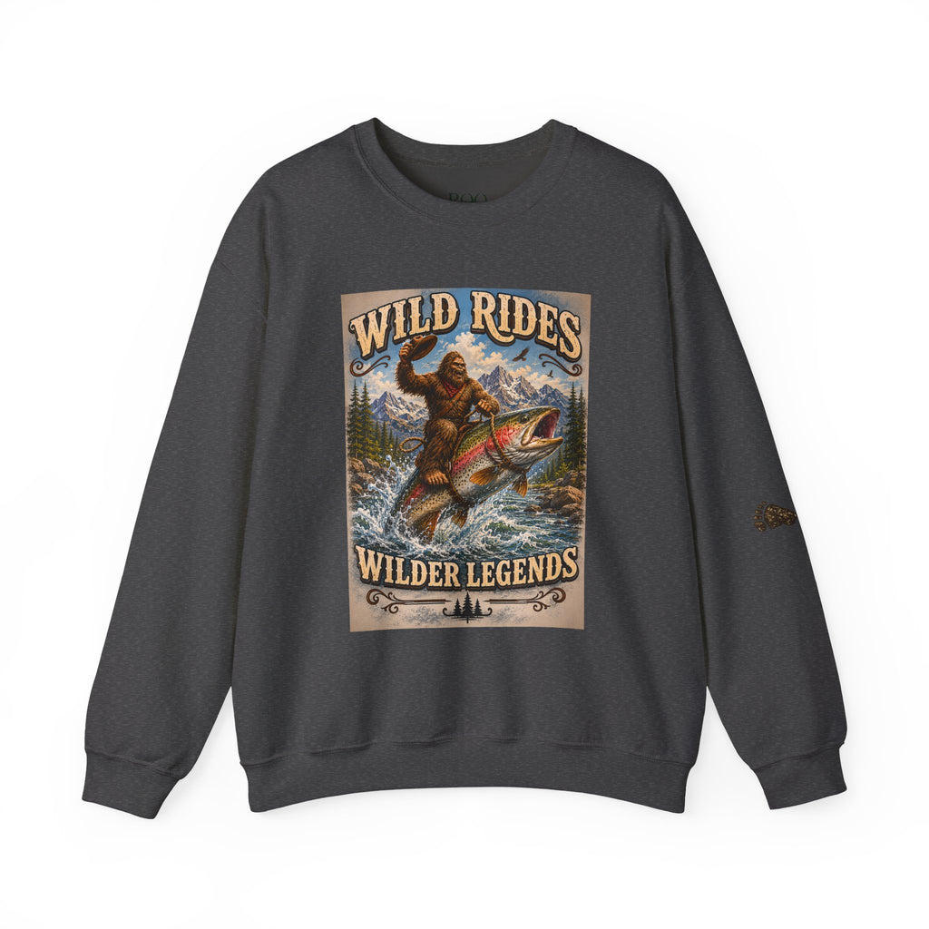 Wild Rides, Wilder Legends Trout Rider Crewneck Sweatshirt