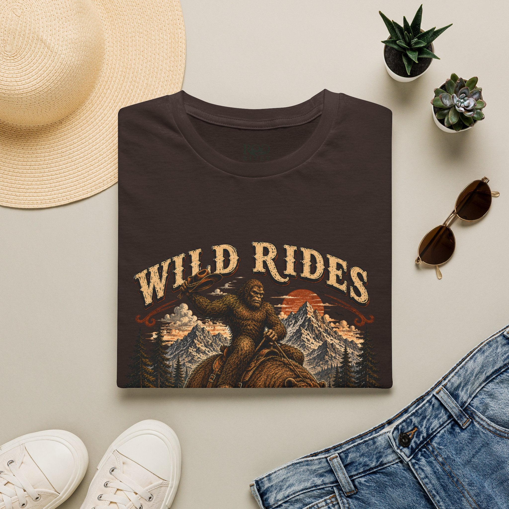 Wild Rides T-Shirt — Bigfoot Riding Bear Vintage Graphic