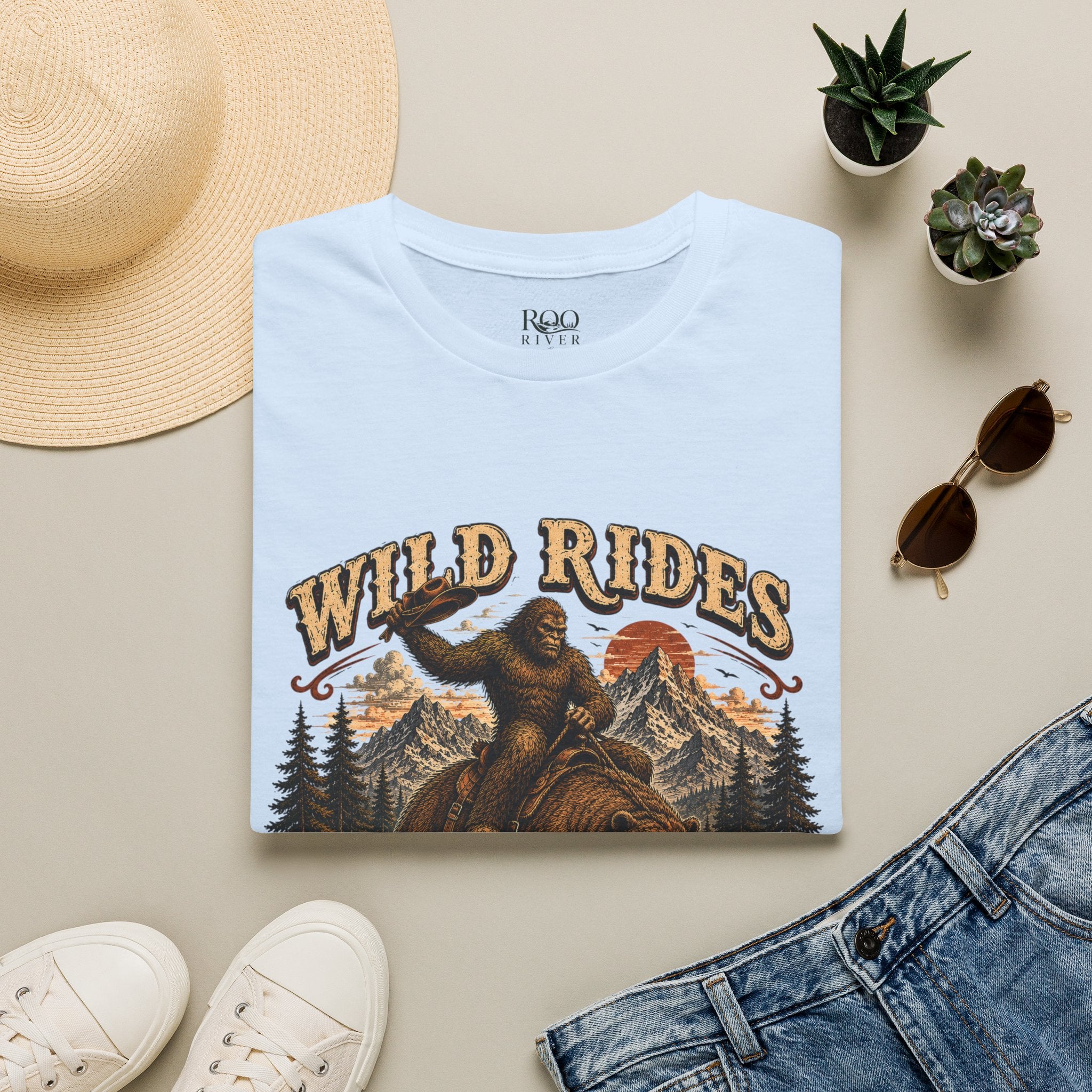Wild Rides T-Shirt — Bigfoot Riding Bear Vintage Graphic