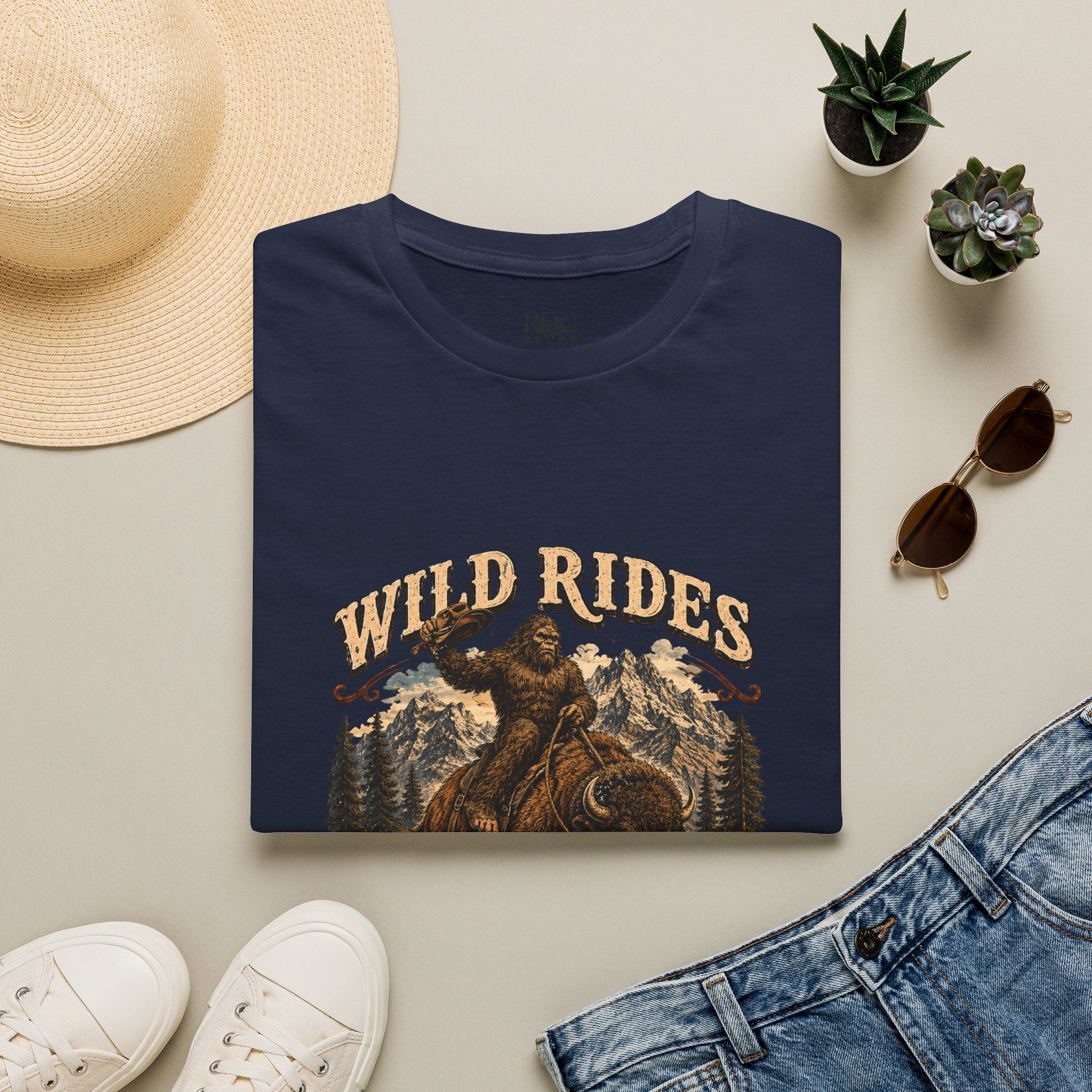 Wild Rides, Wilder Legends — Sasquatch Bison RiderGraphic Tee
