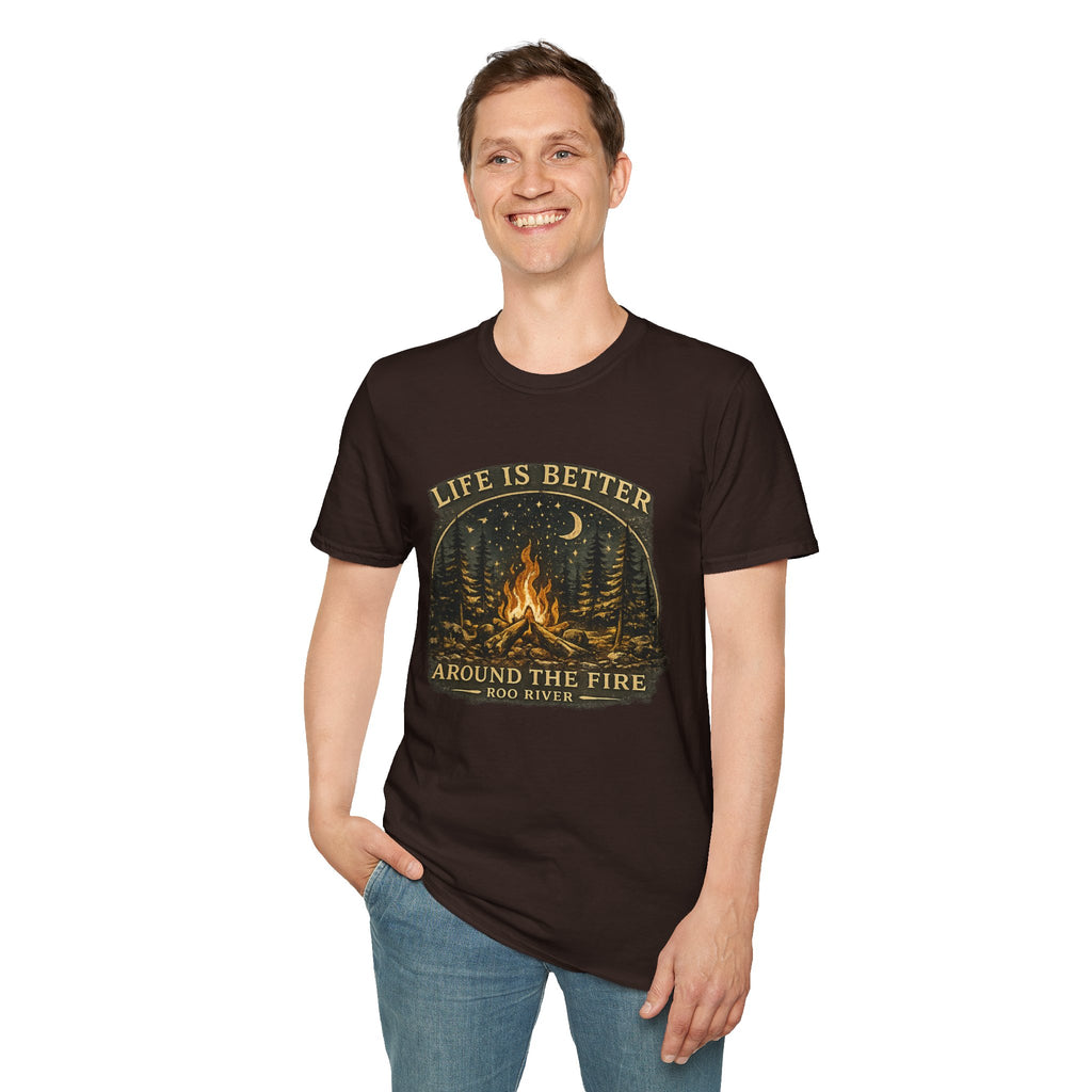 Campfire T-Shirt — "Life Is Better Around The Fire" Cozy Outdoor Graphic Tee