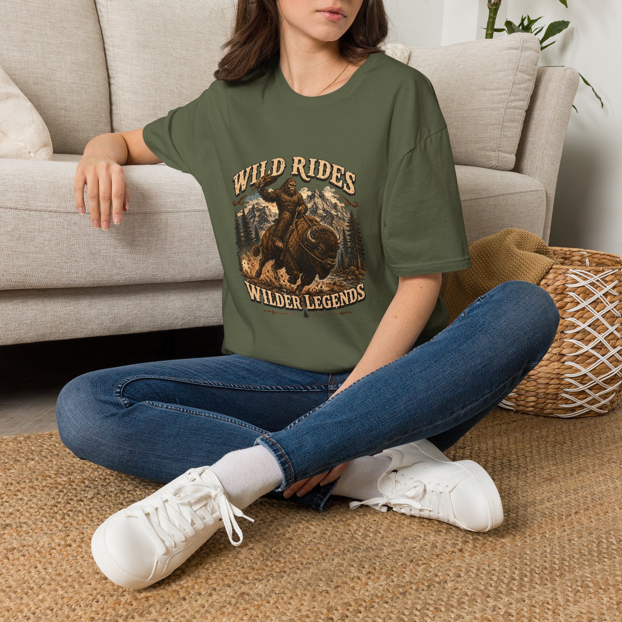 Wild Rides, Wilder Legends — Sasquatch Bison RiderGraphic Tee
