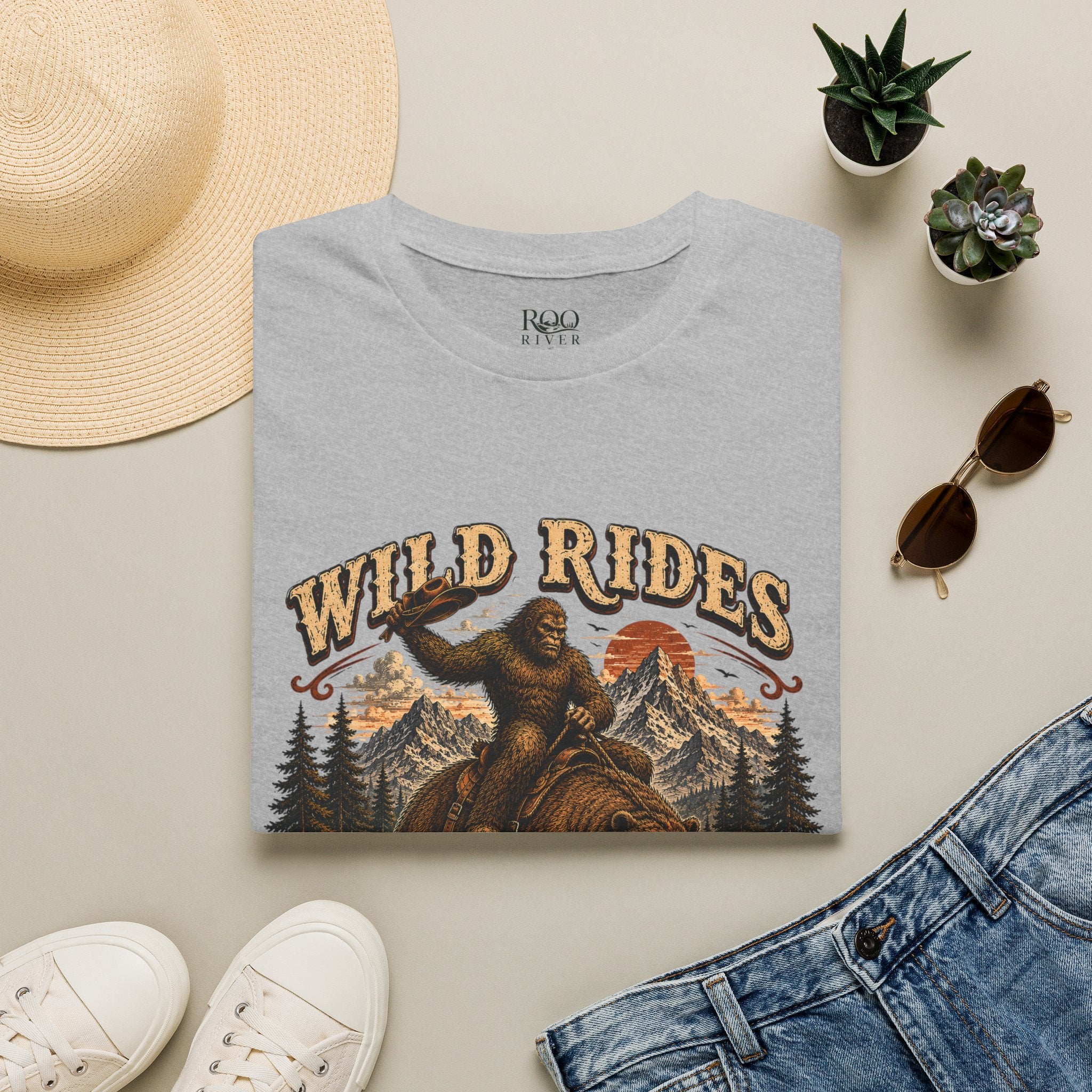Wild Rides T-Shirt — Bigfoot Riding Bear Vintage Graphic
