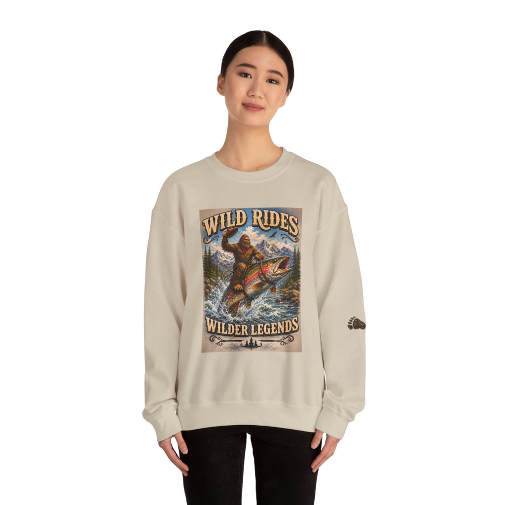 Wild Rides, Wilder Legends Trout Rider Crewneck Sweatshirt