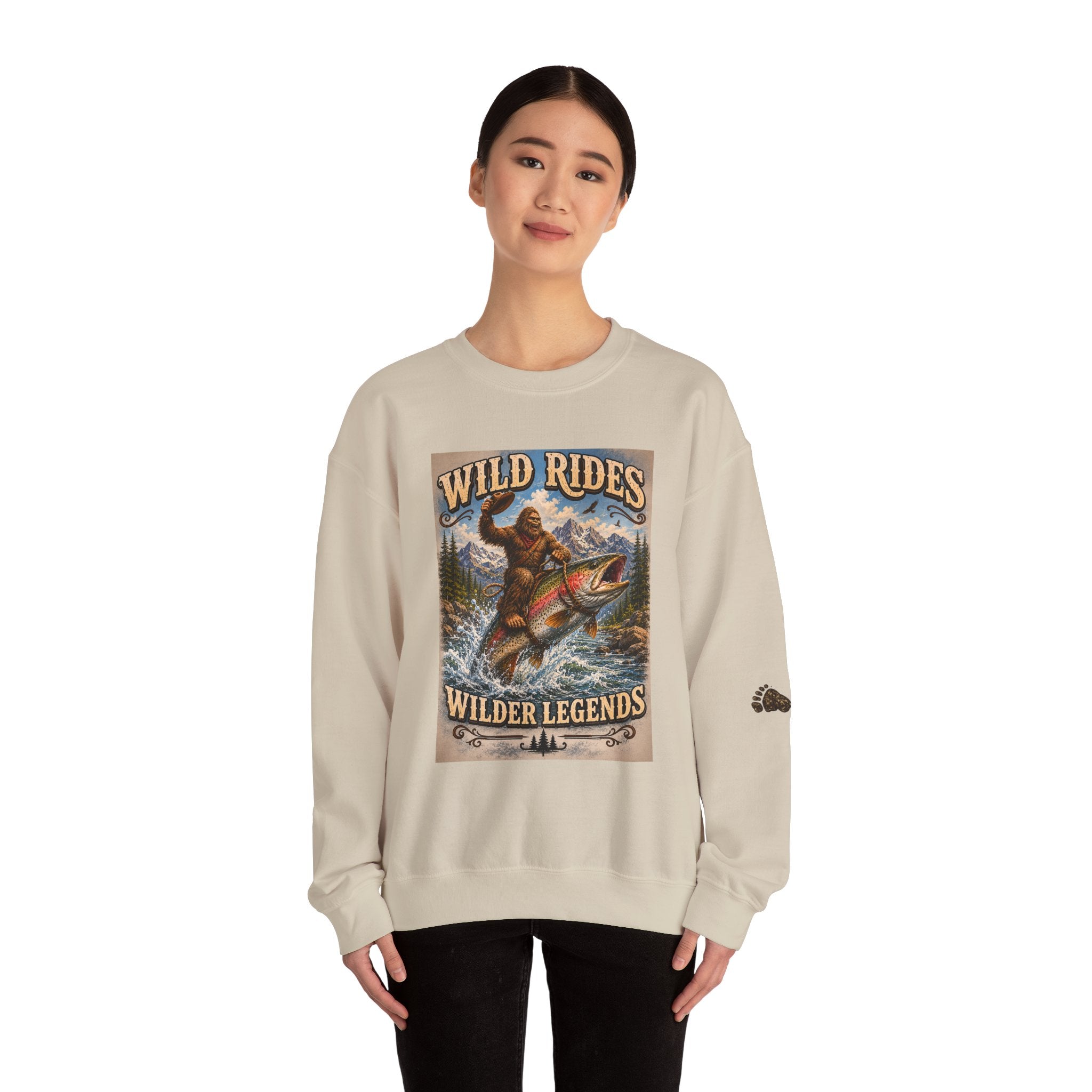 Wild Rides, Wilder Legends Trout Rider Crewneck Sweatshirt