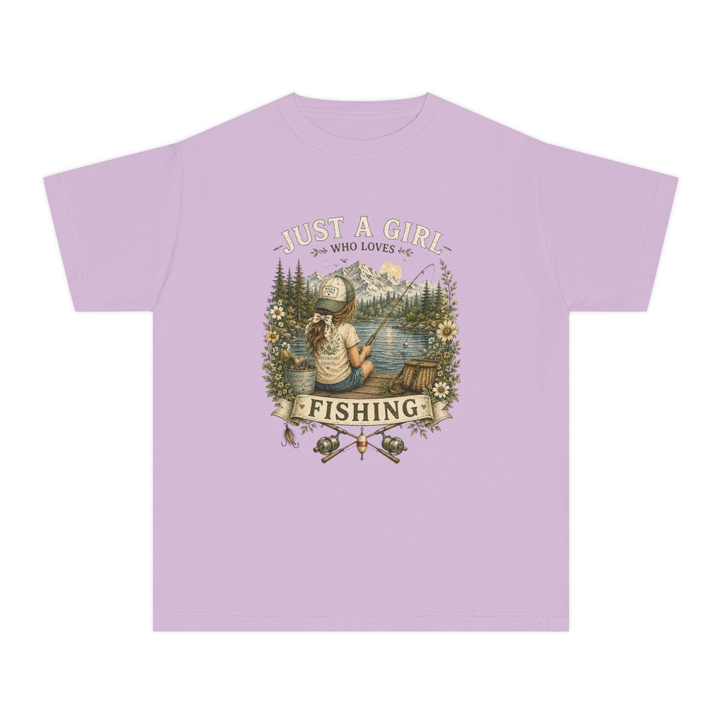 Youth Fishing Tee — "Just a Girl Who Loves Fishing" Graphic Shirt