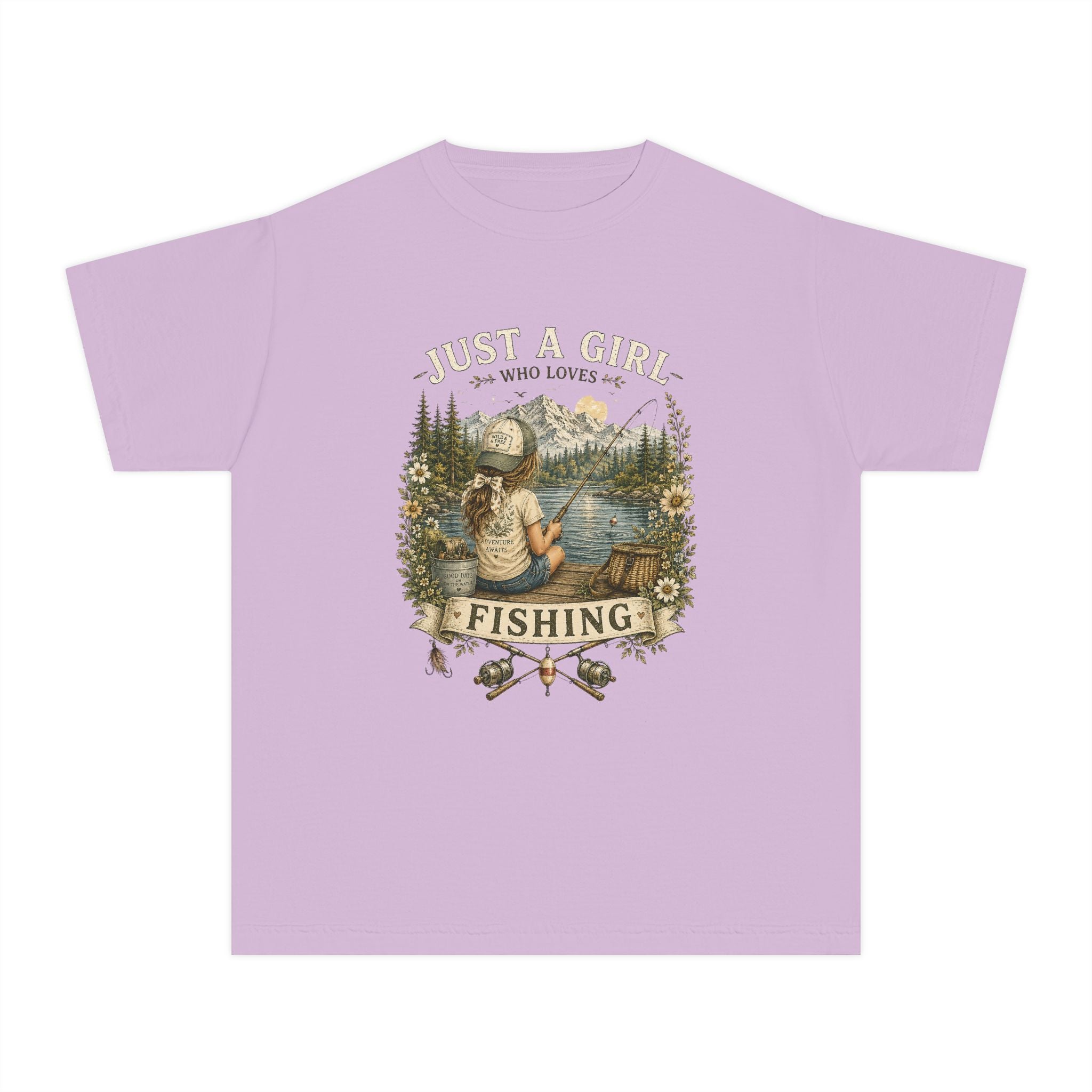 Youth Fishing Tee — "Just a Girl Who Loves Fishing" Graphic Shirt