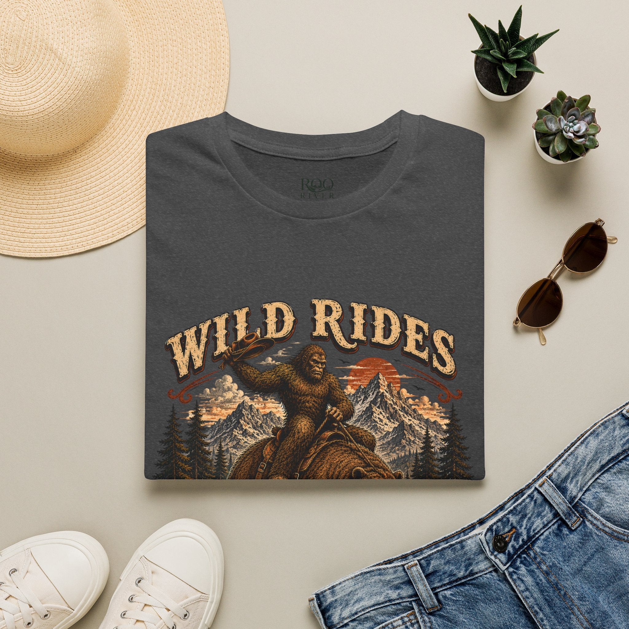 Wild Rides T-Shirt — Bigfoot Riding Bear Vintage Graphic