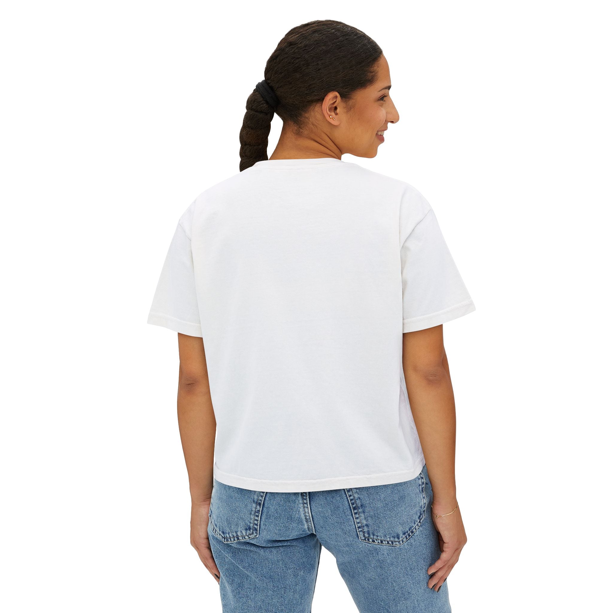 Kait's Hidden Hollow Women's Boxy Tee — Forest Cottage Retro Nature Graphic