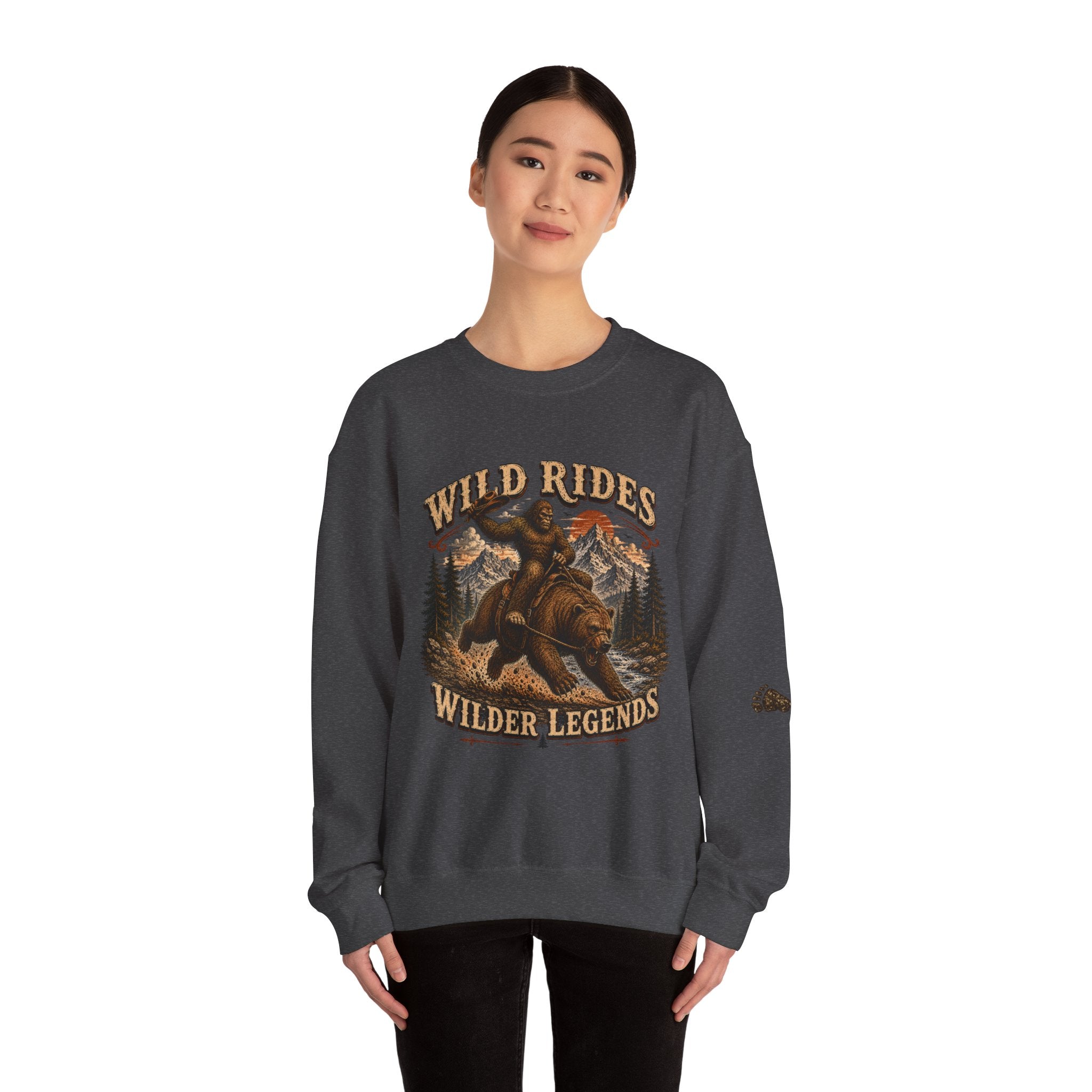 Wild Rides, Wilder Legends Crewneck Sweatshirt — Vintage Bear Rider Graphic