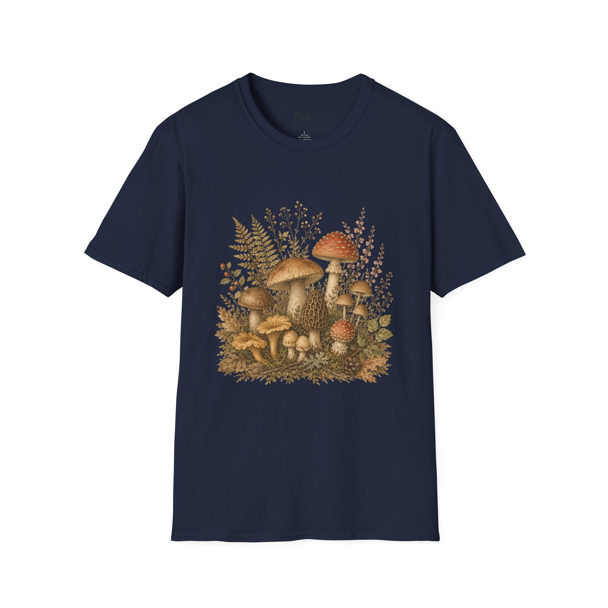 Woodland Mushrooms T-Shirt — Vintage Botanical Fungi Design