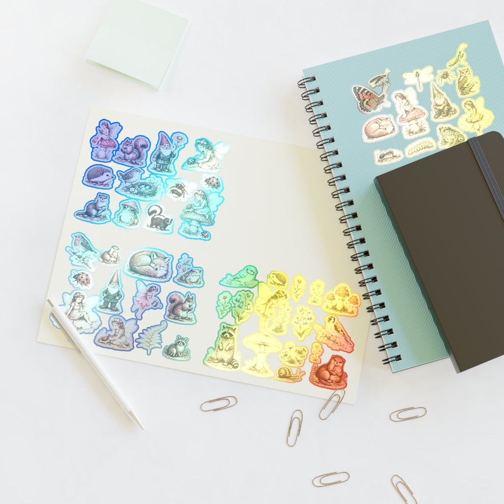 Woodland Fairy Vintage Sticker Sheet — Forest Animals & Mushrooms