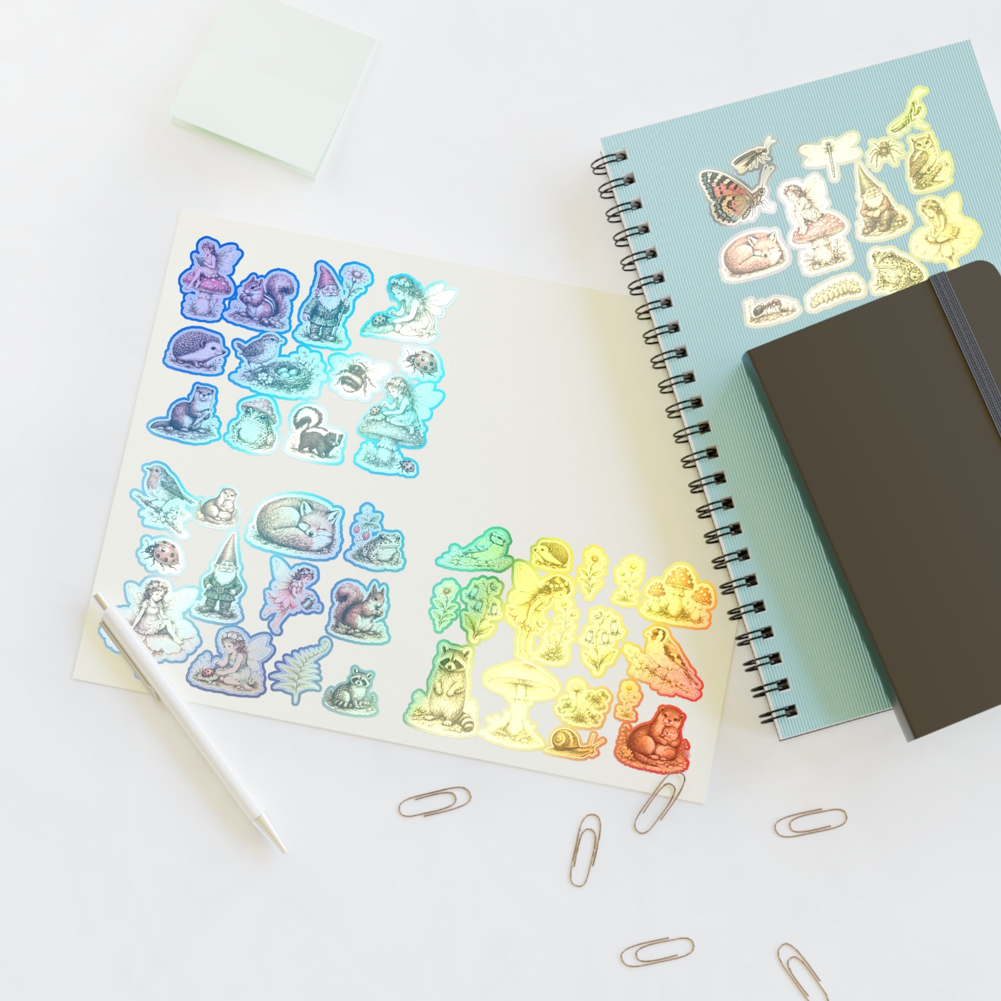 Woodland Fairy Vintage Sticker Sheet — Forest Animals & Mushrooms
