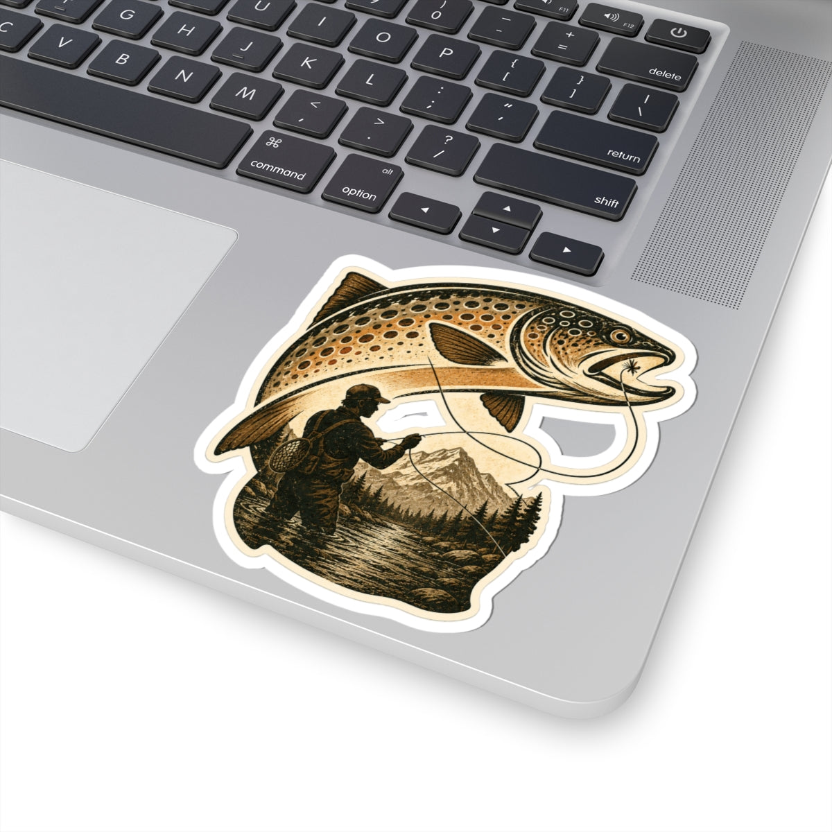 Mountain Fly Fisher Trout Sticker – Male Version Vinyl Sticker — Kiss-Cut