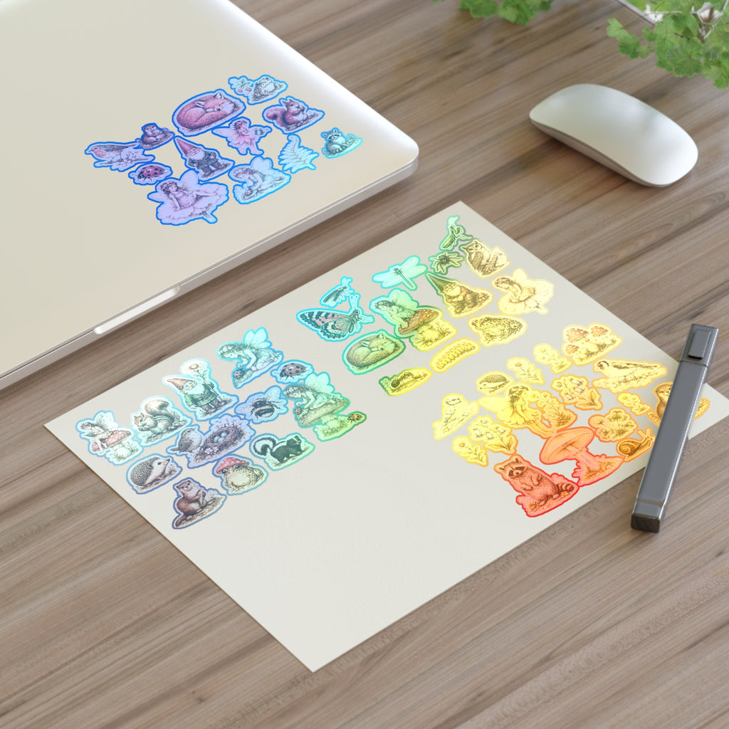 Woodland Fairy Vintage Sticker Sheet — Forest Animals & Mushrooms