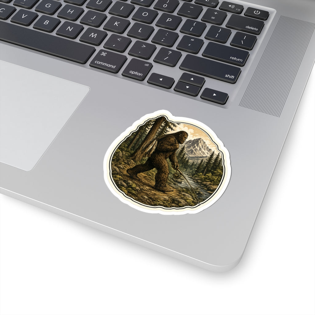 Sasquatch's Daily Catch Vinyl Sticker — Sasquatch Camping Adventure Kiss-Cut Decal