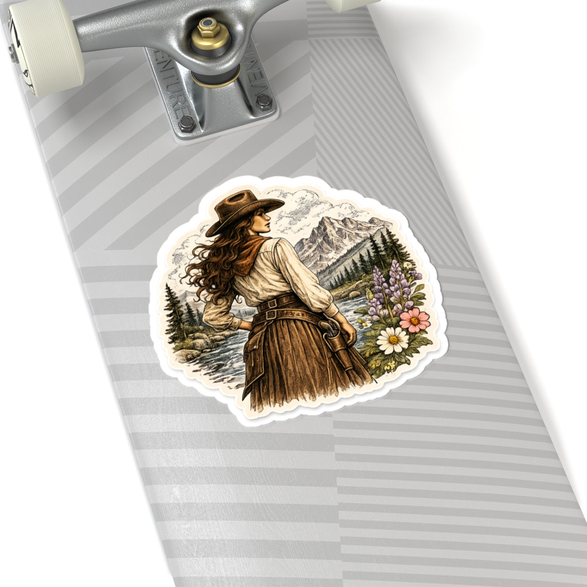 Vintage Western Cowgirl Sticker — Scenic Mountain Vinyl Kiss-Cut