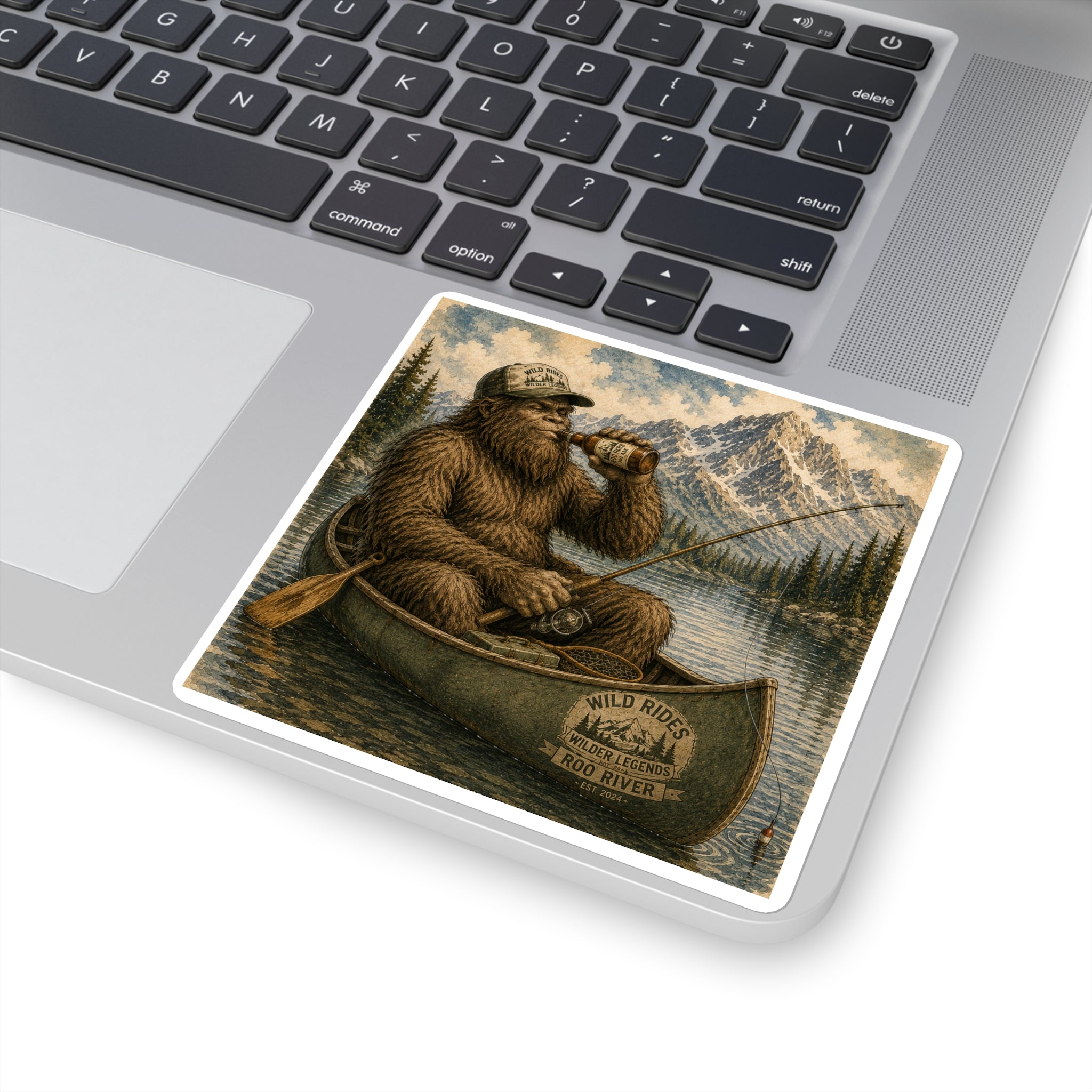 Wild Rides, Wilder Legends Canoe Country Sticker — Outdoorsy Bigfoot Lake Camping Decal