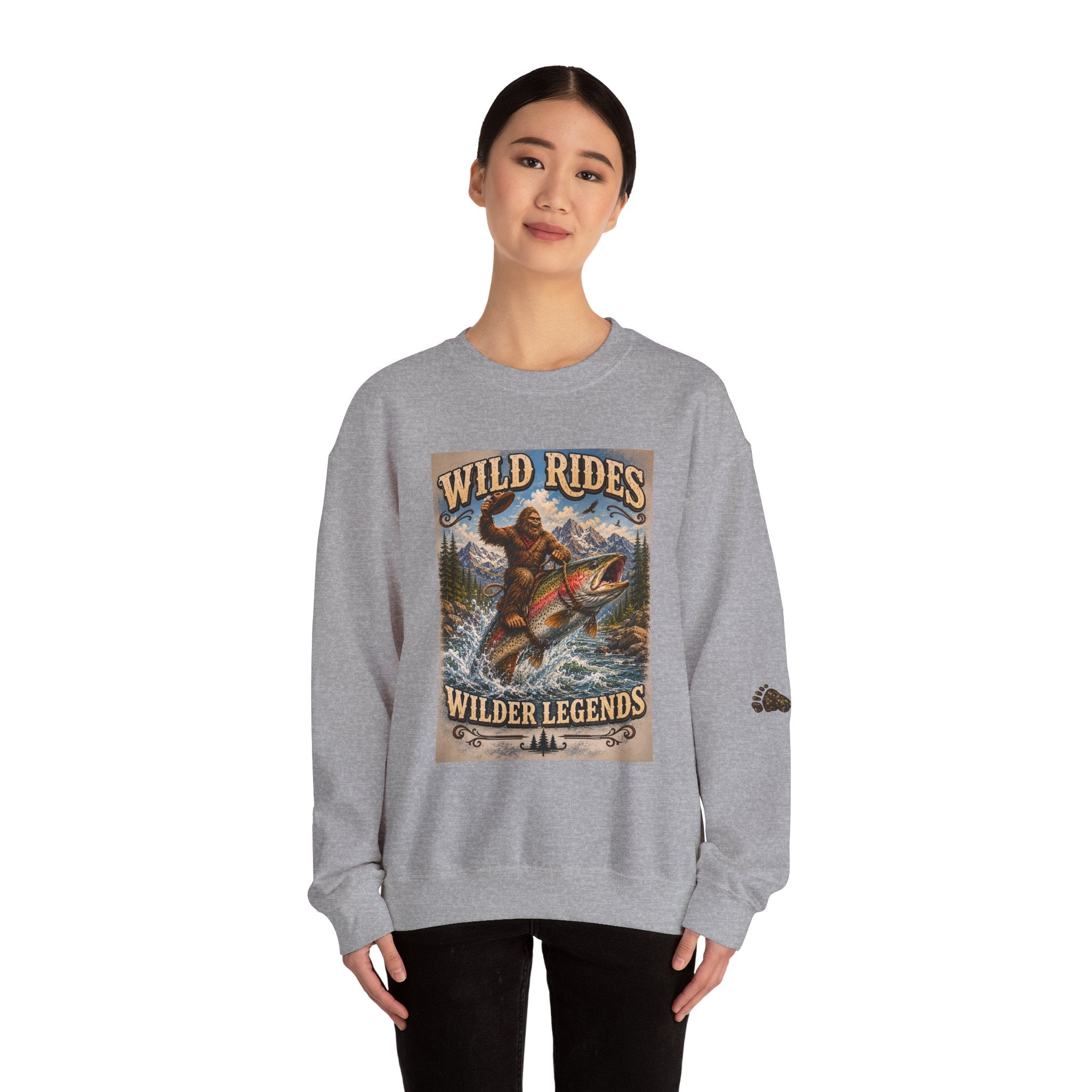 Wild Rides, Wilder Legends Trout Rider Crewneck Sweatshirt