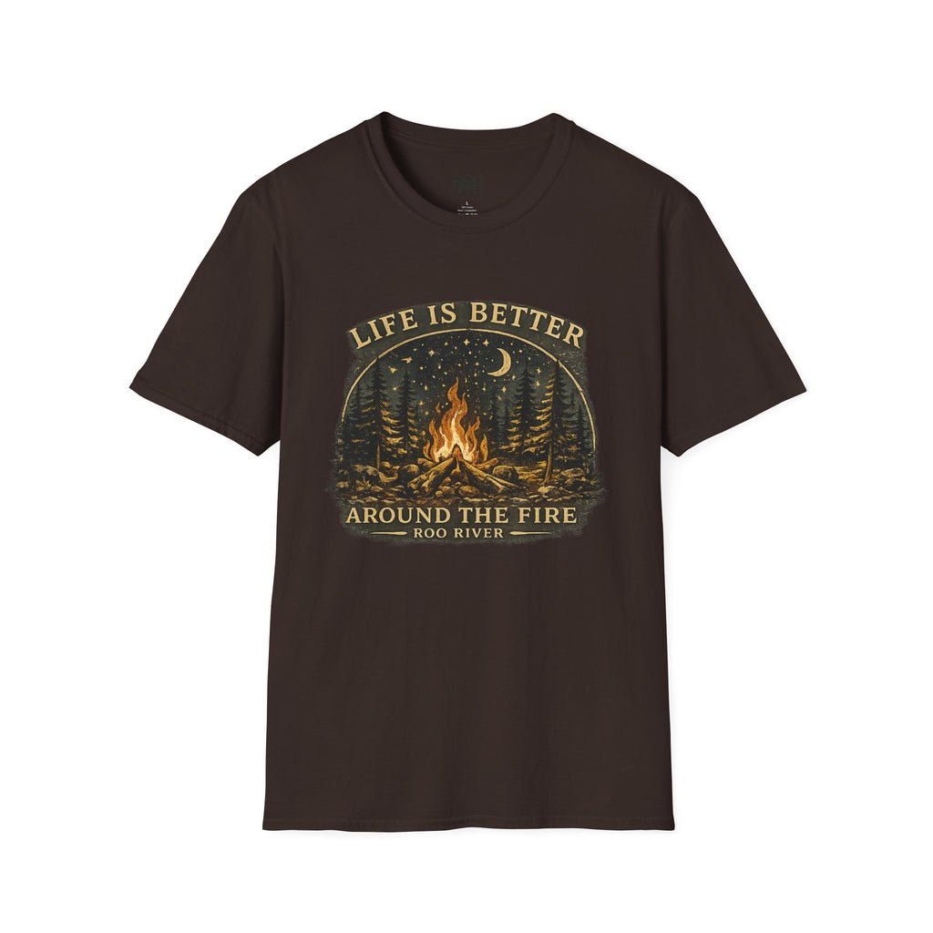 Campfire T-Shirt — "Life Is Better Around The Fire" Cozy Outdoor Graphic Tee