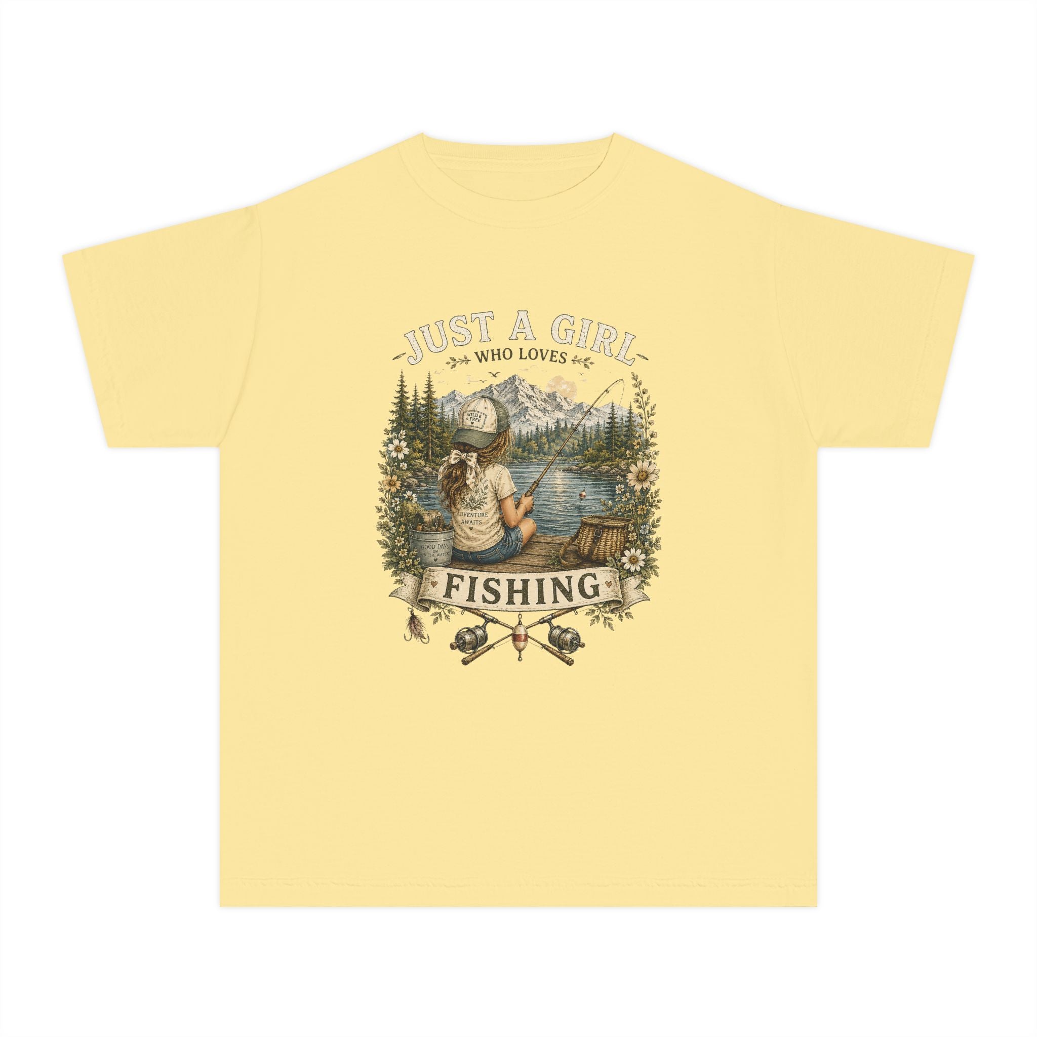 Youth Fishing Tee — "Just a Girl Who Loves Fishing" Graphic Shirt
