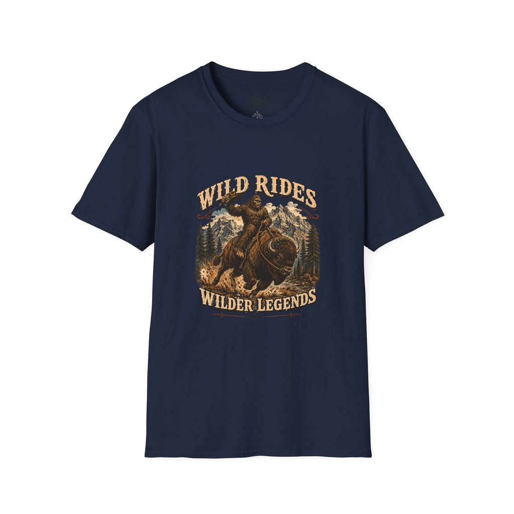 Wild Rides, Wilder Legends — Sasquatch Bison RiderGraphic Tee