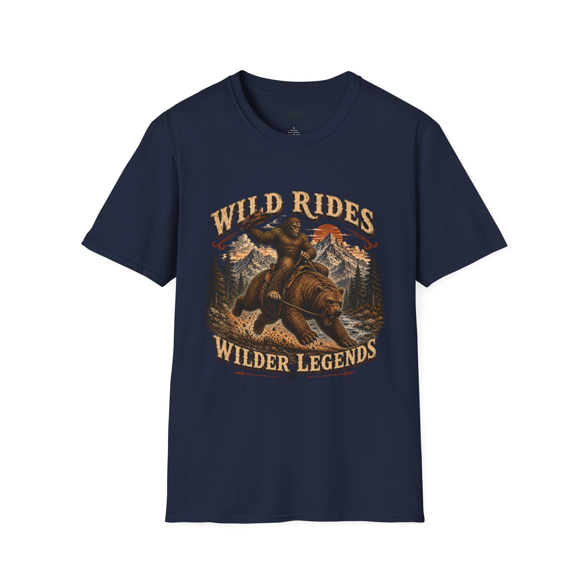 Wild Rides T-Shirt — Bigfoot Riding Bear Vintage Graphic