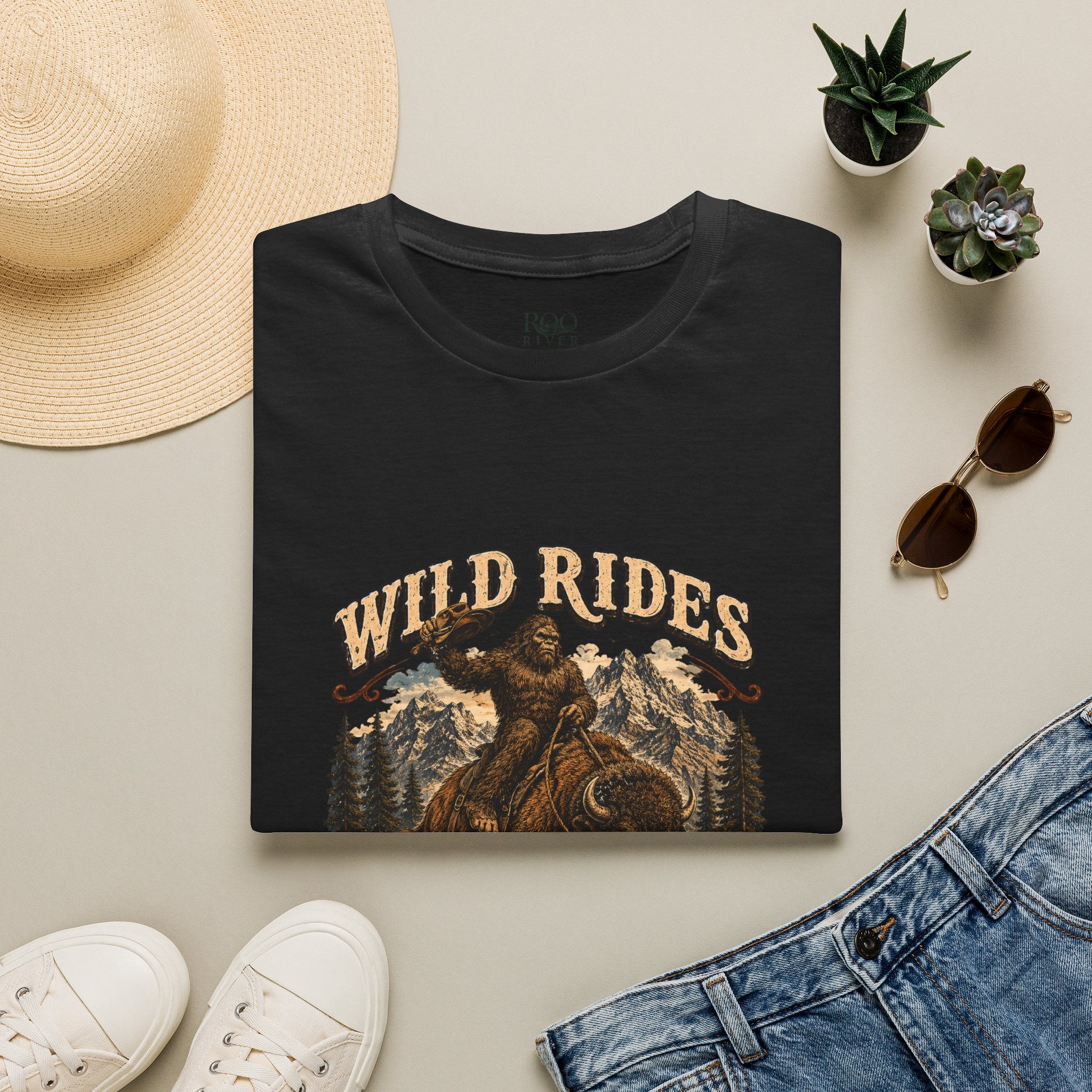Wild Rides, Wilder Legends — Sasquatch Bison RiderGraphic Tee