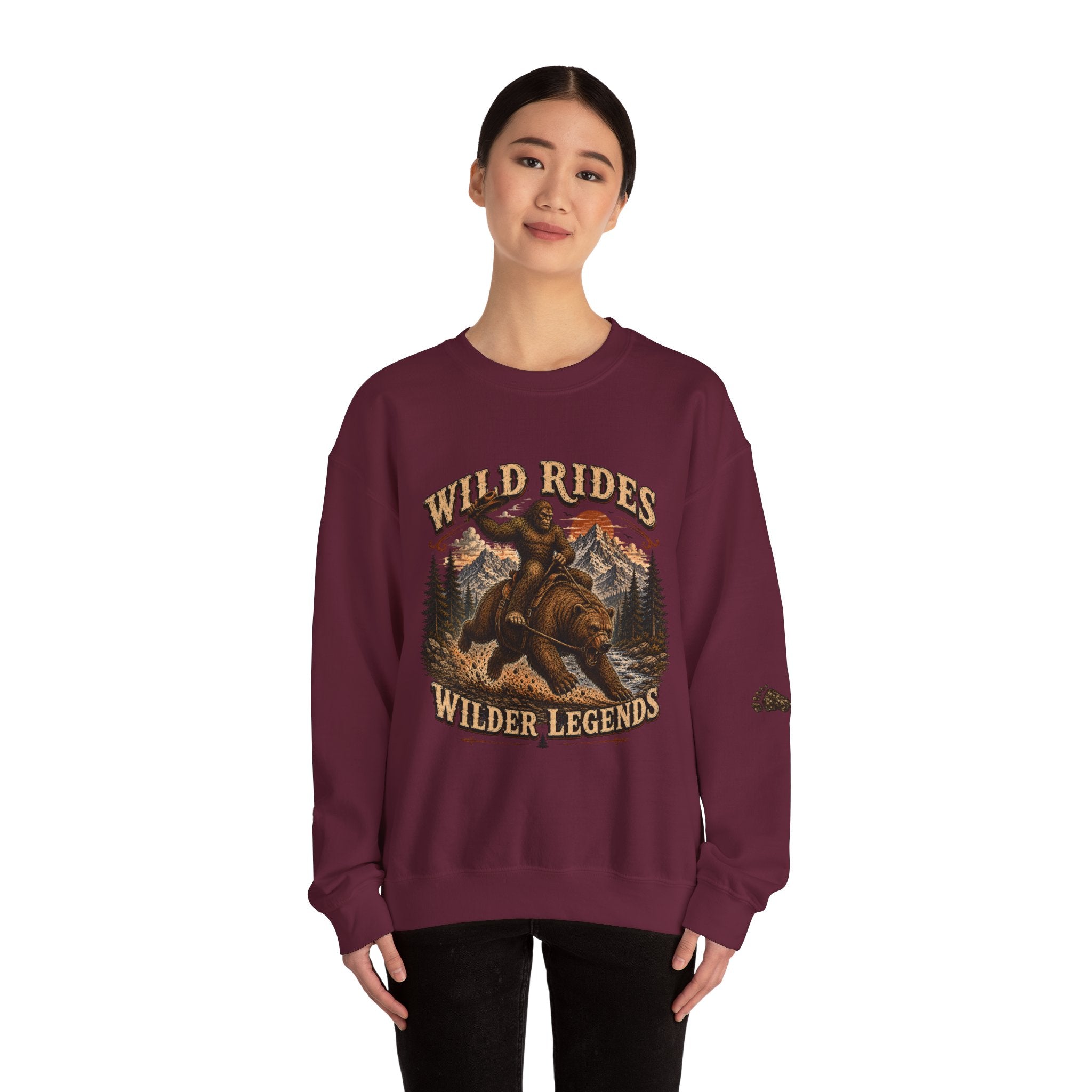 Wild Rides, Wilder Legends Crewneck Sweatshirt — Vintage Bear Rider Graphic