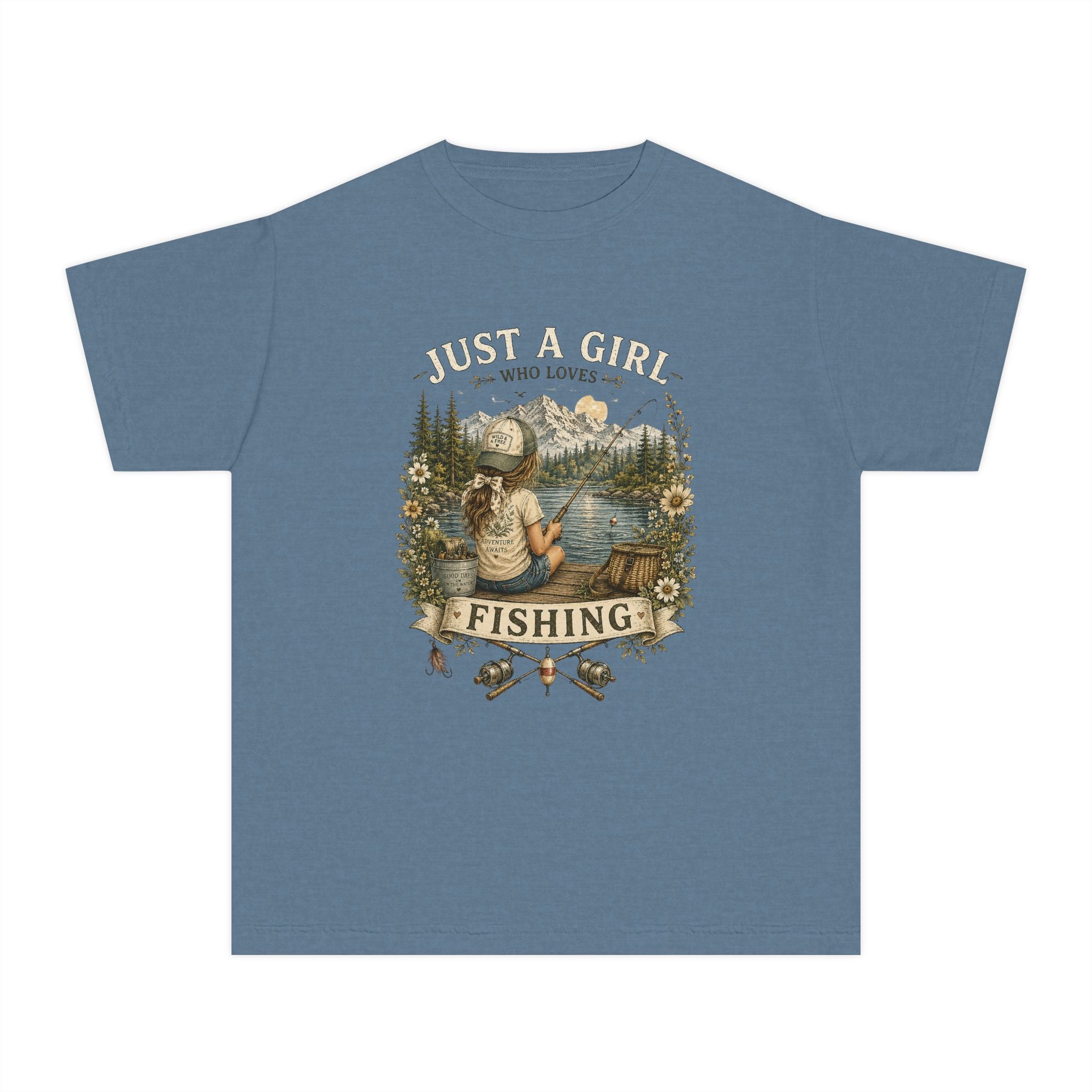 Youth Fishing Tee — "Just a Girl Who Loves Fishing" Graphic Shirt