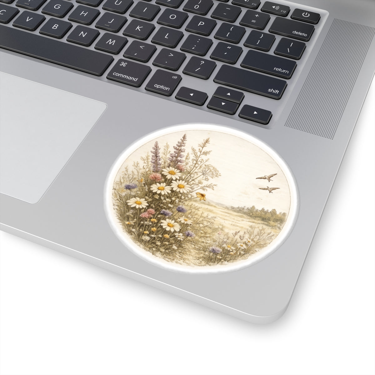 Wildflower Field Vinyl Sticker — Vintage Floral Kiss-Cut Decal