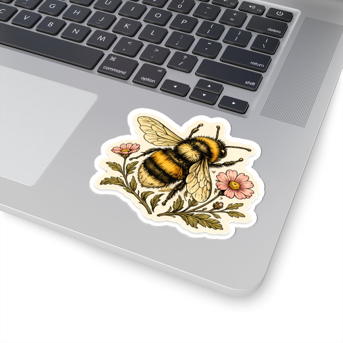 Bumblebee Floral Sticker — Kiss-Cut Bee Sticker for Laptops, Journals & Gifts
