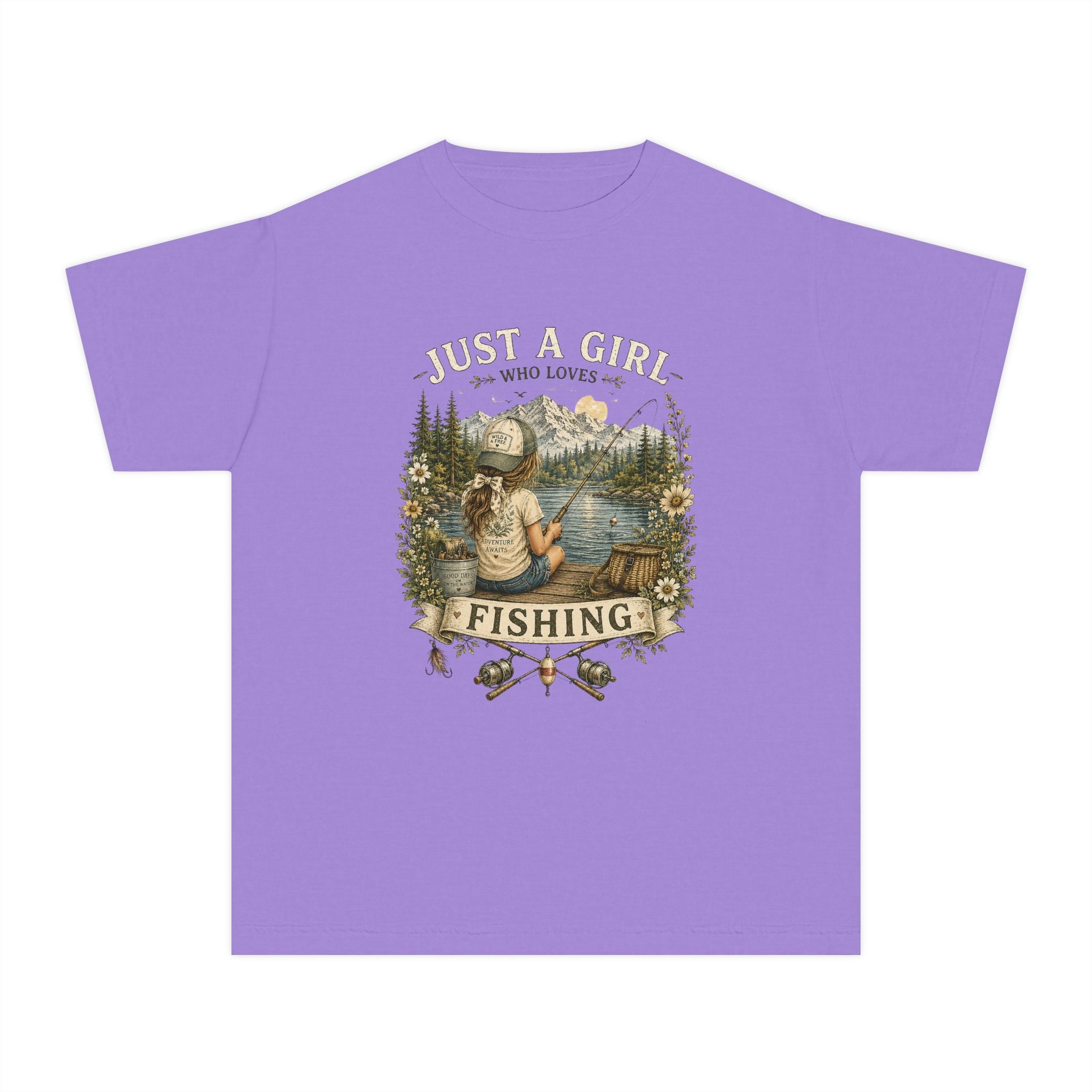 Youth Fishing Tee — "Just a Girl Who Loves Fishing" Graphic Shirt
