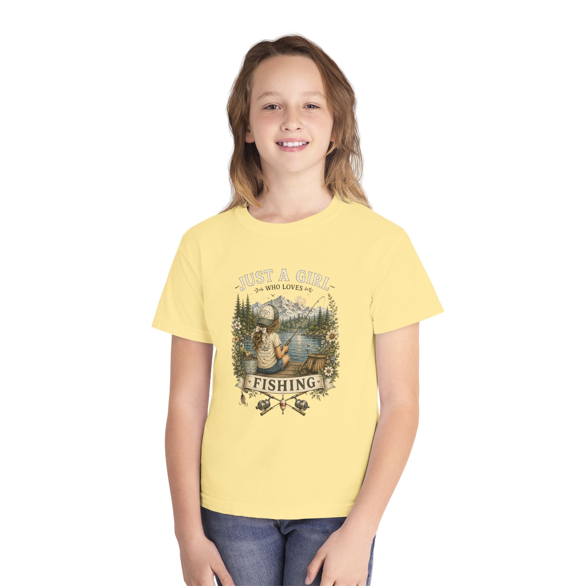 Youth Fishing Tee — "Just a Girl Who Loves Fishing" Graphic Shirt