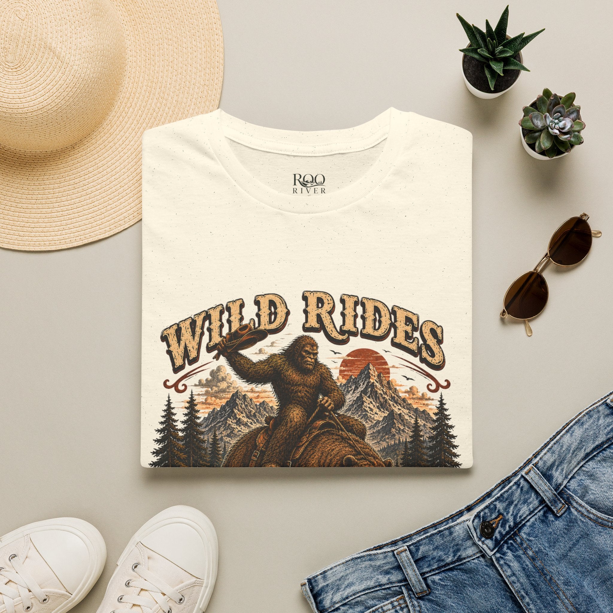 Wild Rides T-Shirt — Bigfoot Riding Bear Vintage Graphic