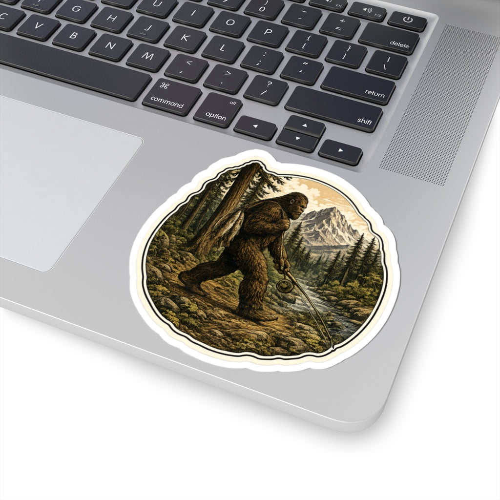 Sasquatch's Daily Catch Vinyl Sticker — Sasquatch Camping Adventure Kiss-Cut Decal