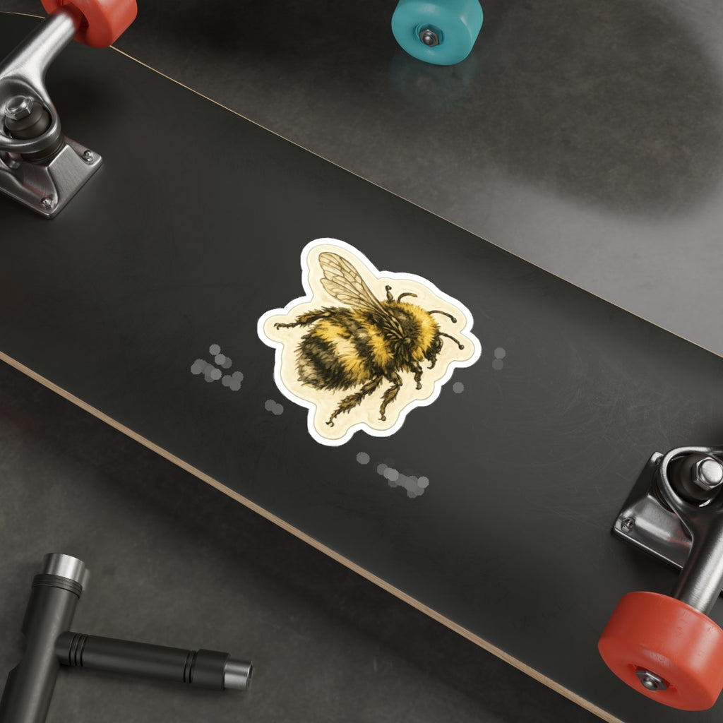 Vintage Bumblebee Die-Cut Sticker — Cute Bee Laptop Sticker for Nature Lovers