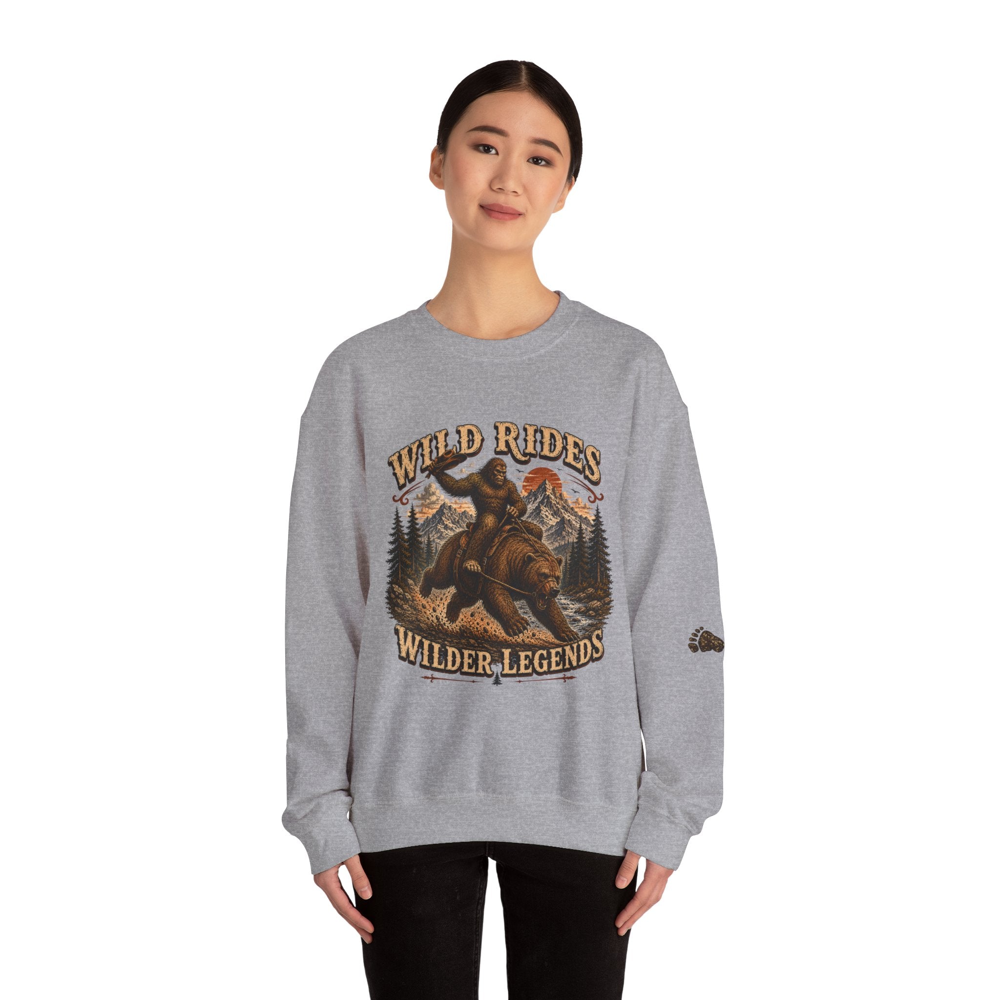Wild Rides, Wilder Legends Crewneck Sweatshirt — Vintage Bear Rider Graphic