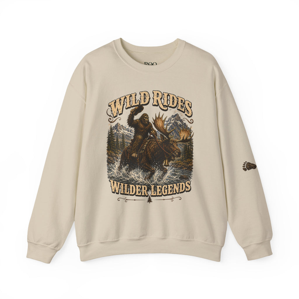 Wild Rides, Wilder Legends Bigfoot & Moose, Crewneck Sweatshirt