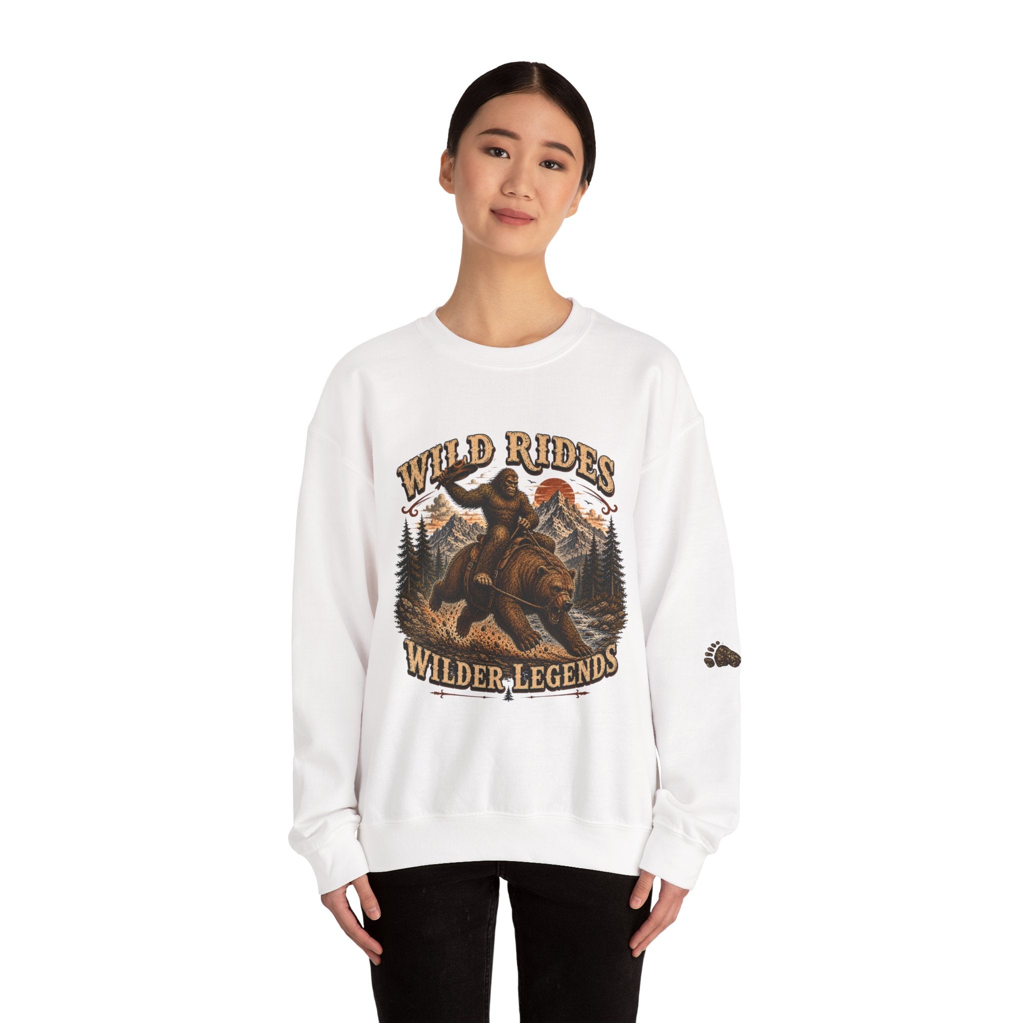 Wild Rides, Wilder Legends Crewneck Sweatshirt — Vintage Bear Rider Graphic